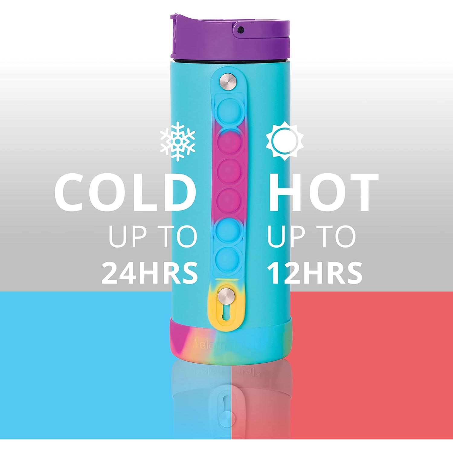 Botella de Agua Infantil Elemental 414ml con Tapa Pop-It