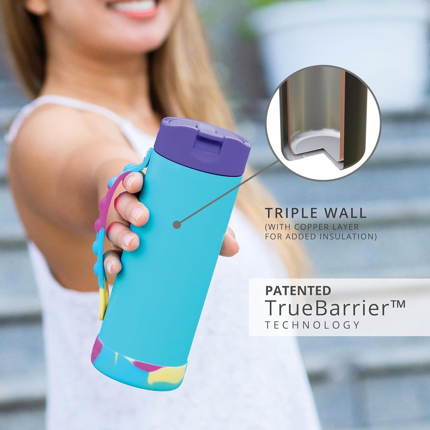 Botella de Agua Infantil Elemental 414ml con Tapa Pop-It