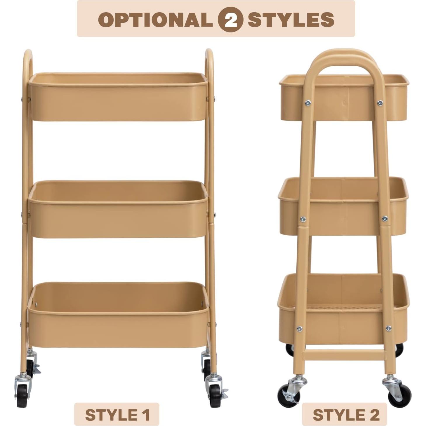 Carro de Maquillaje AGTEK Dorado 3 Niveles con Ruedas Bloqueables