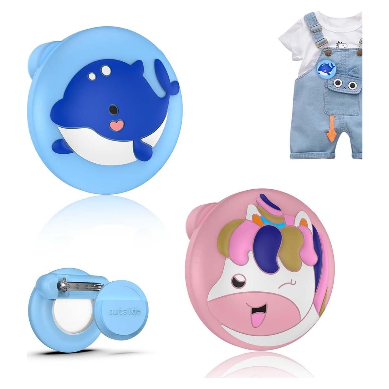 Estuche de Silicona Impermeable BIQIRE para AirTag - 2 Pcs Azul/Rosa