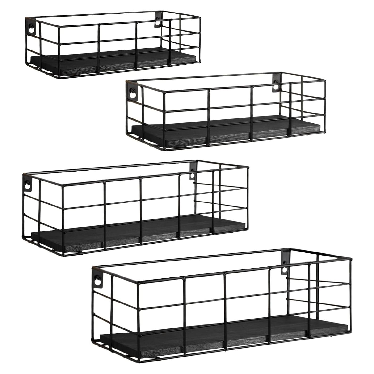 Estanterías Flotantes Fixwal 4 Piezas Negro para Pared