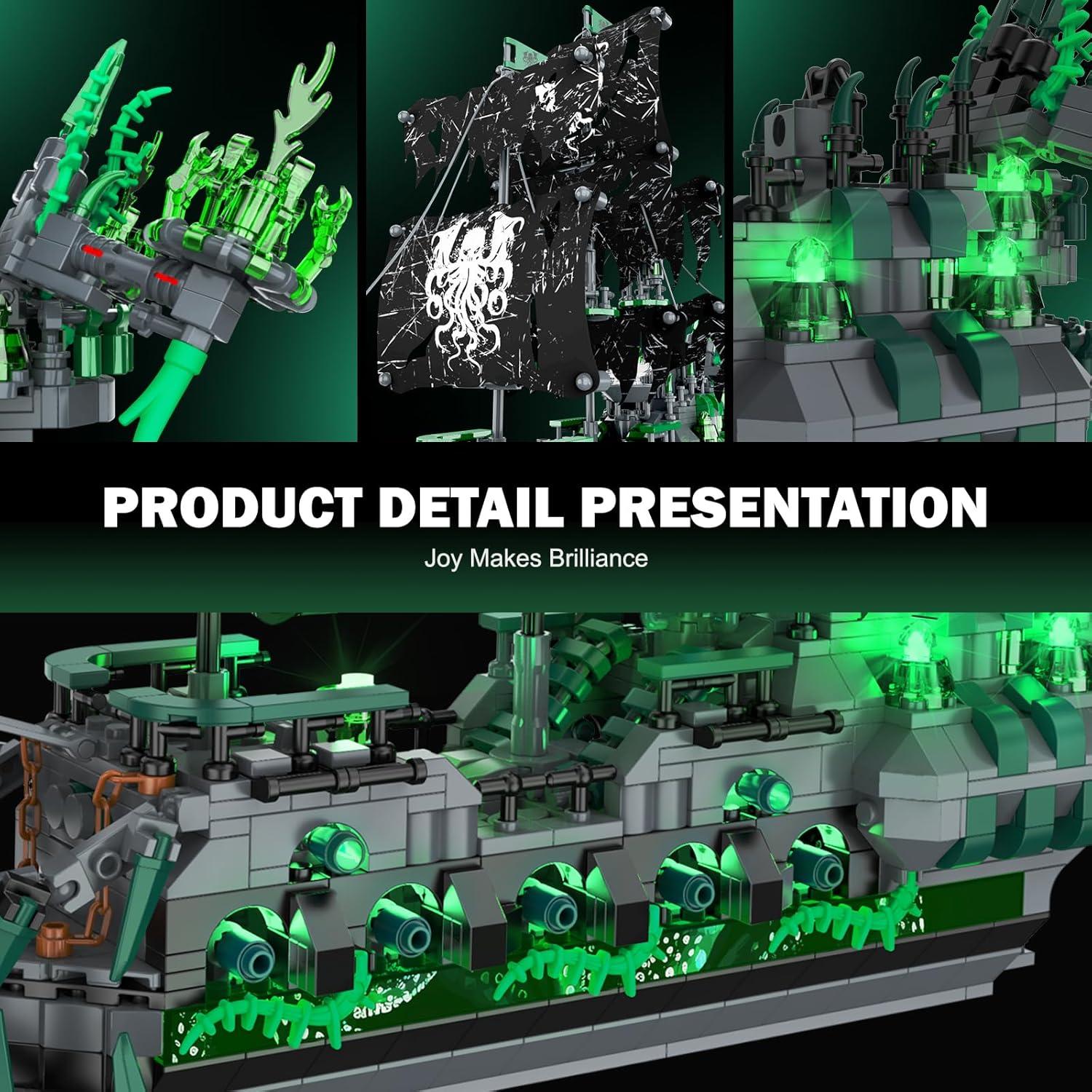 Kit de Construcción Barco Pirata LED 1100 Piezas Aifu