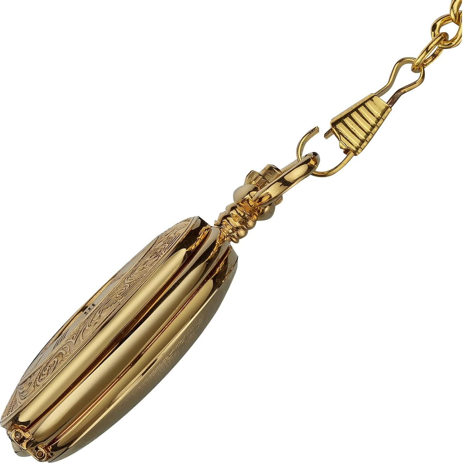 Reloj de bolsillo mecánico VIGOROSO dorado vintage con cadena