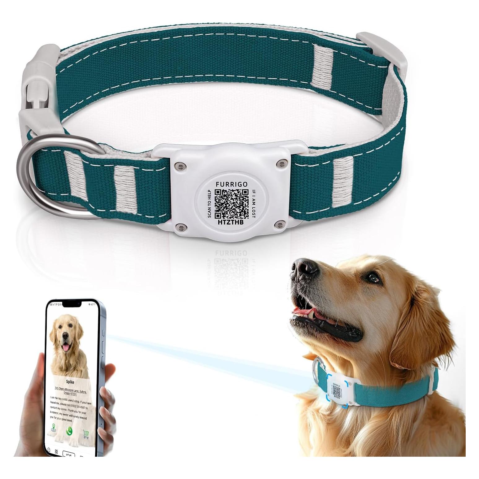 Collar para Perro Furrigo Airtag Impermeable Algodón S Aguamarina