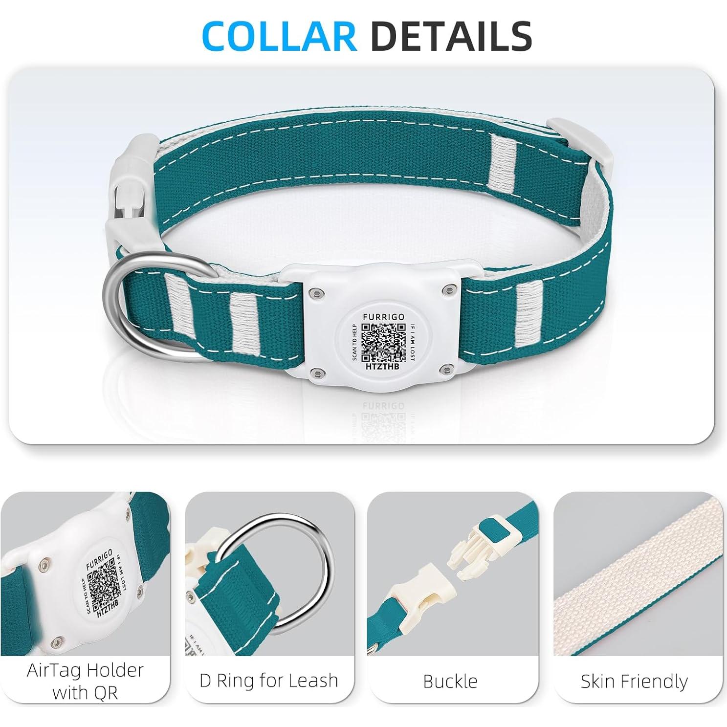 Collar para Perro Furrigo Airtag Impermeable Algodón S Aguamarina