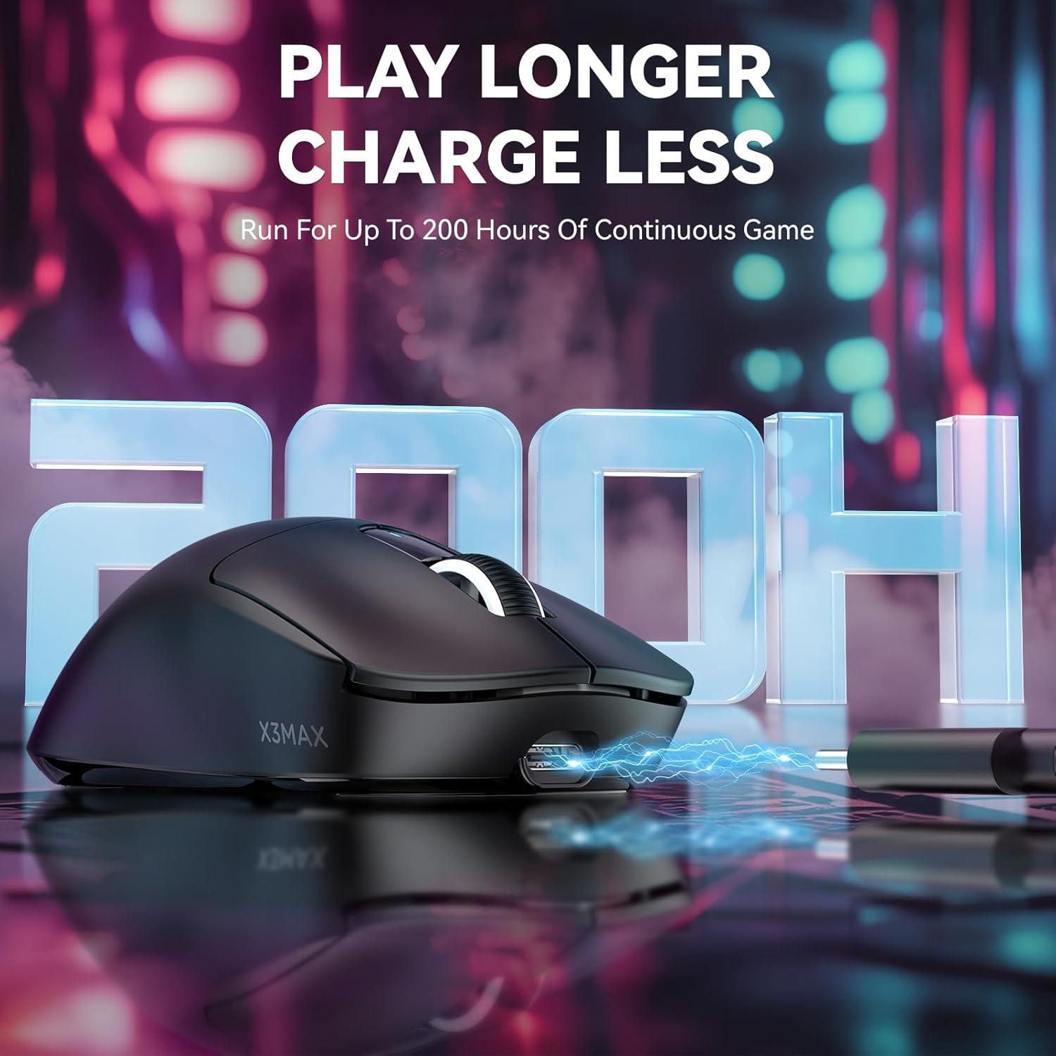 Ratón Inalámbrico MANBASNAKE X3MAX 49g, 42K DPI, Negro