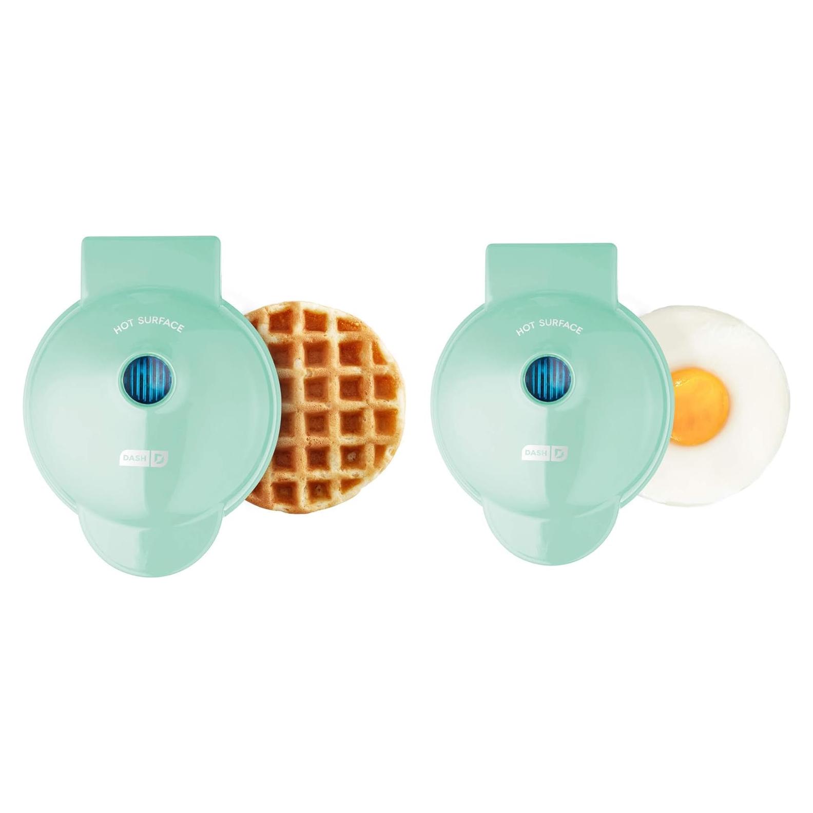 Mini Waffle Maker y Plancha DASH Aqua - Paquete de 2