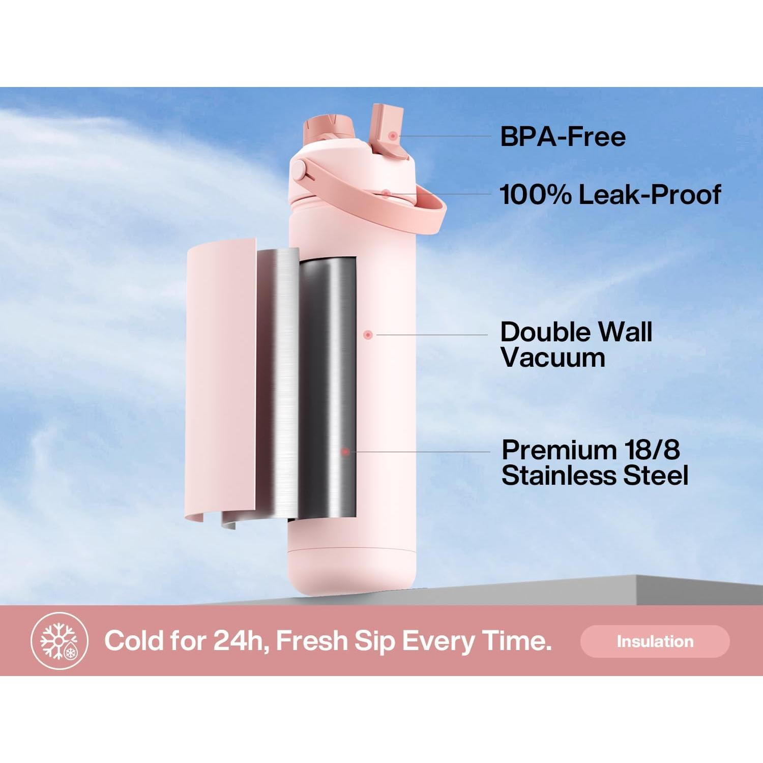 Botella de Agua 26 oz POWCAN Acero Inoxidable 2-en-1