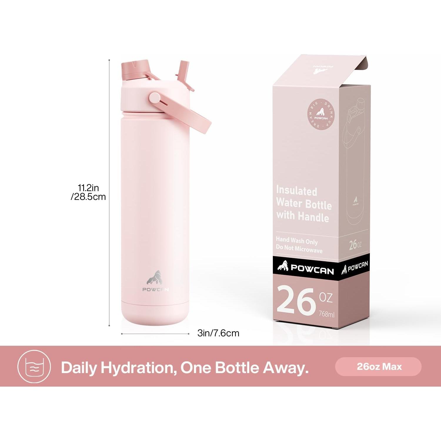 Botella de Agua 26 oz POWCAN Acero Inoxidable 2-en-1