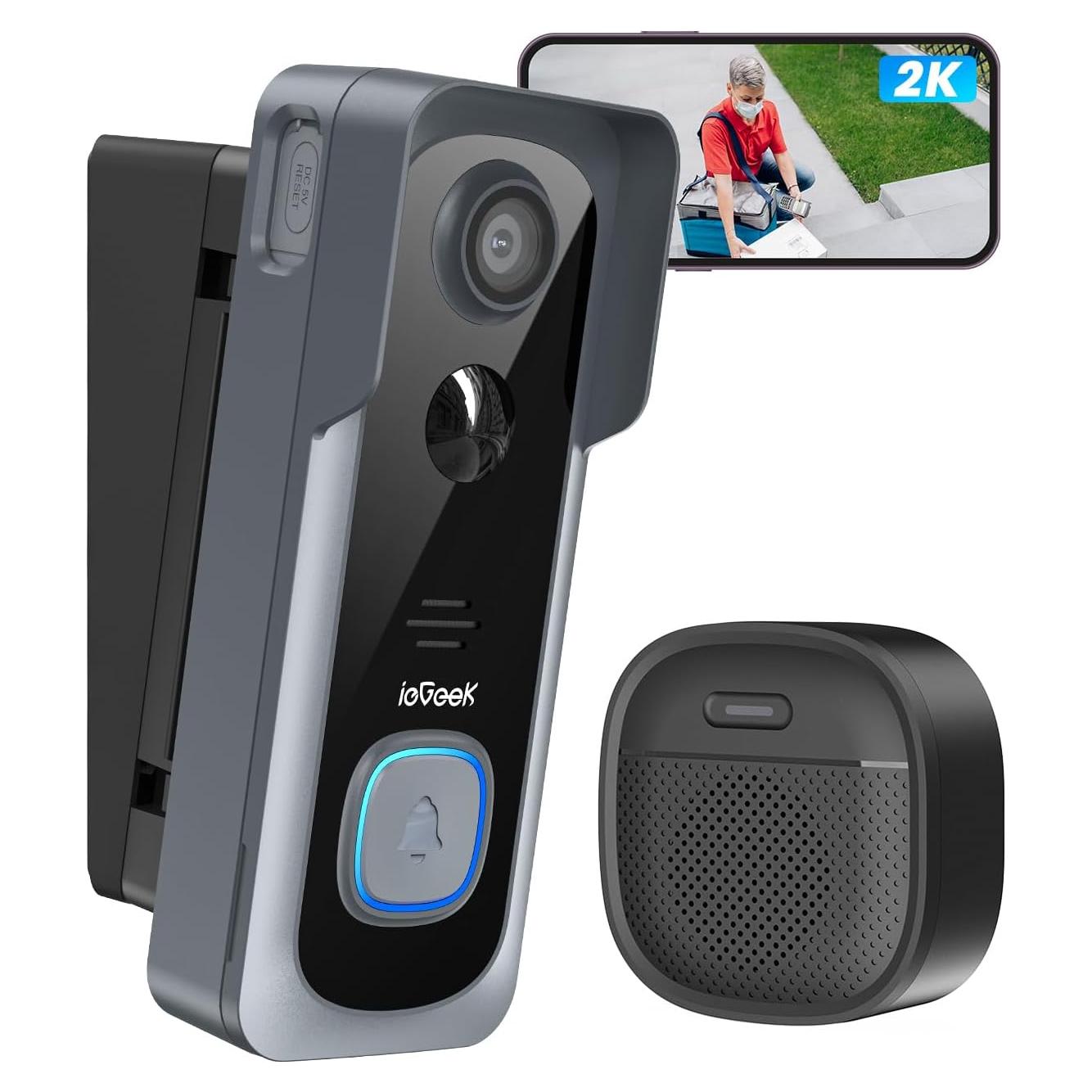 Cámara de Timbre Inalámbrica ieGeek Bell J1 2K con Audio