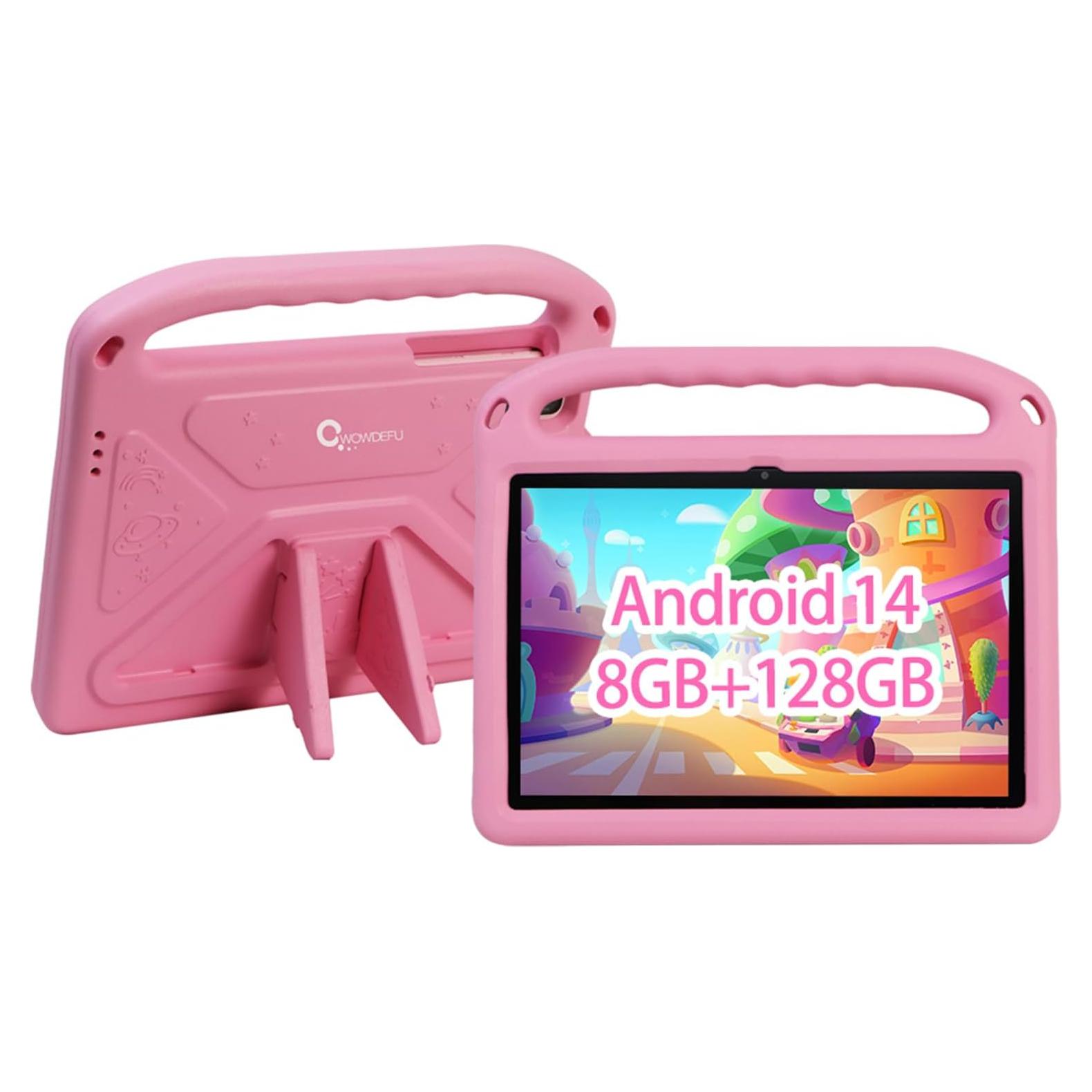 Tableta para Niños CWOWDEFU 10.1" Android 14 Rosa 8GB+128GB
