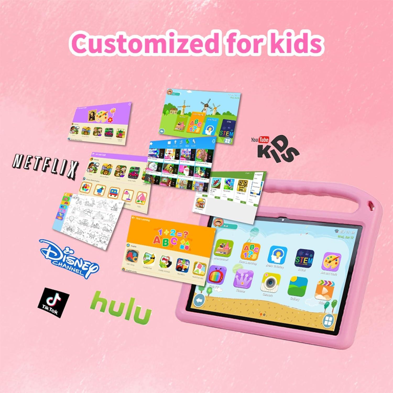 Tableta para Niños CWOWDEFU 10.1" Android 14 Rosa 8GB+128GB
