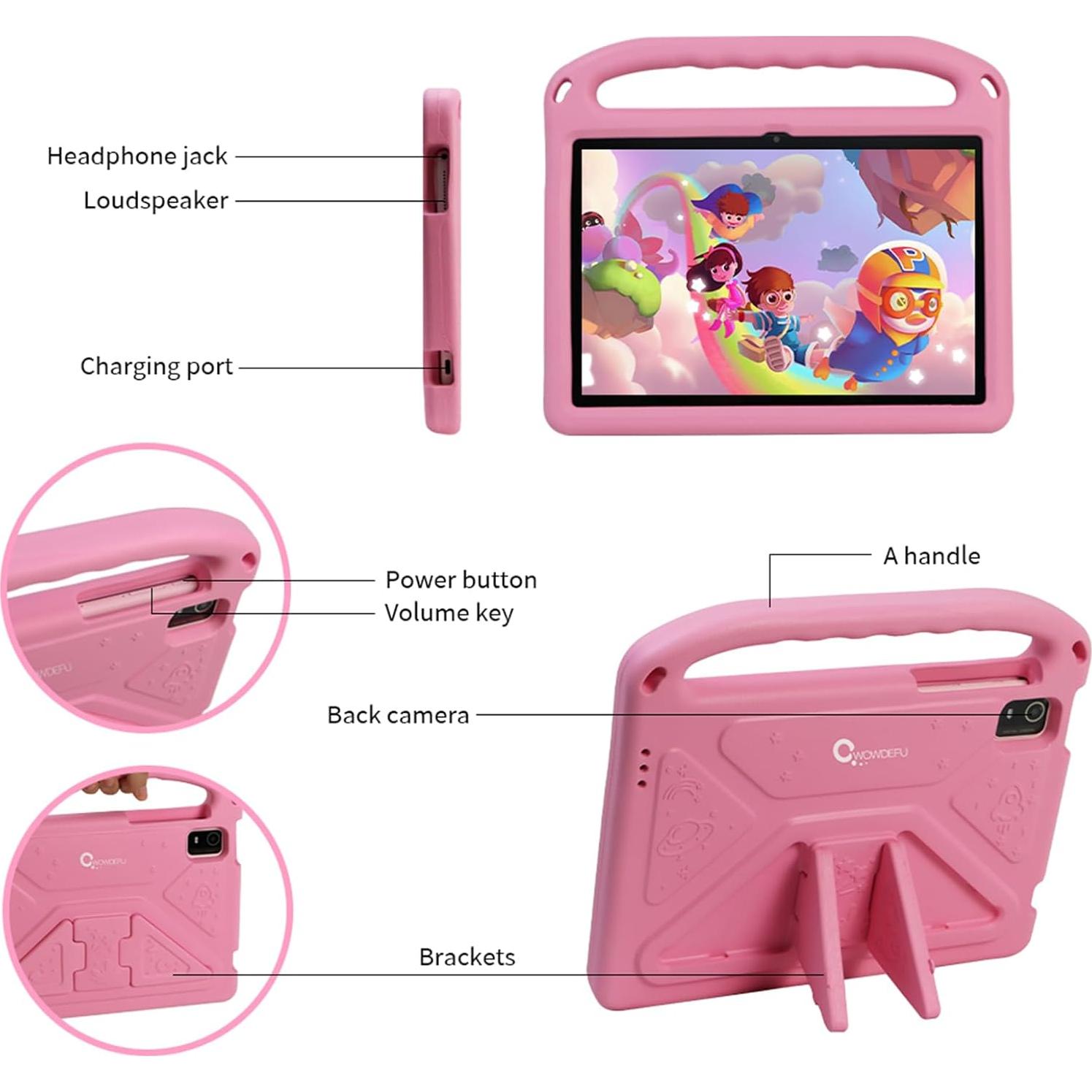 Tableta para Niños CWOWDEFU 10.1" Android 14 Rosa 8GB+128GB