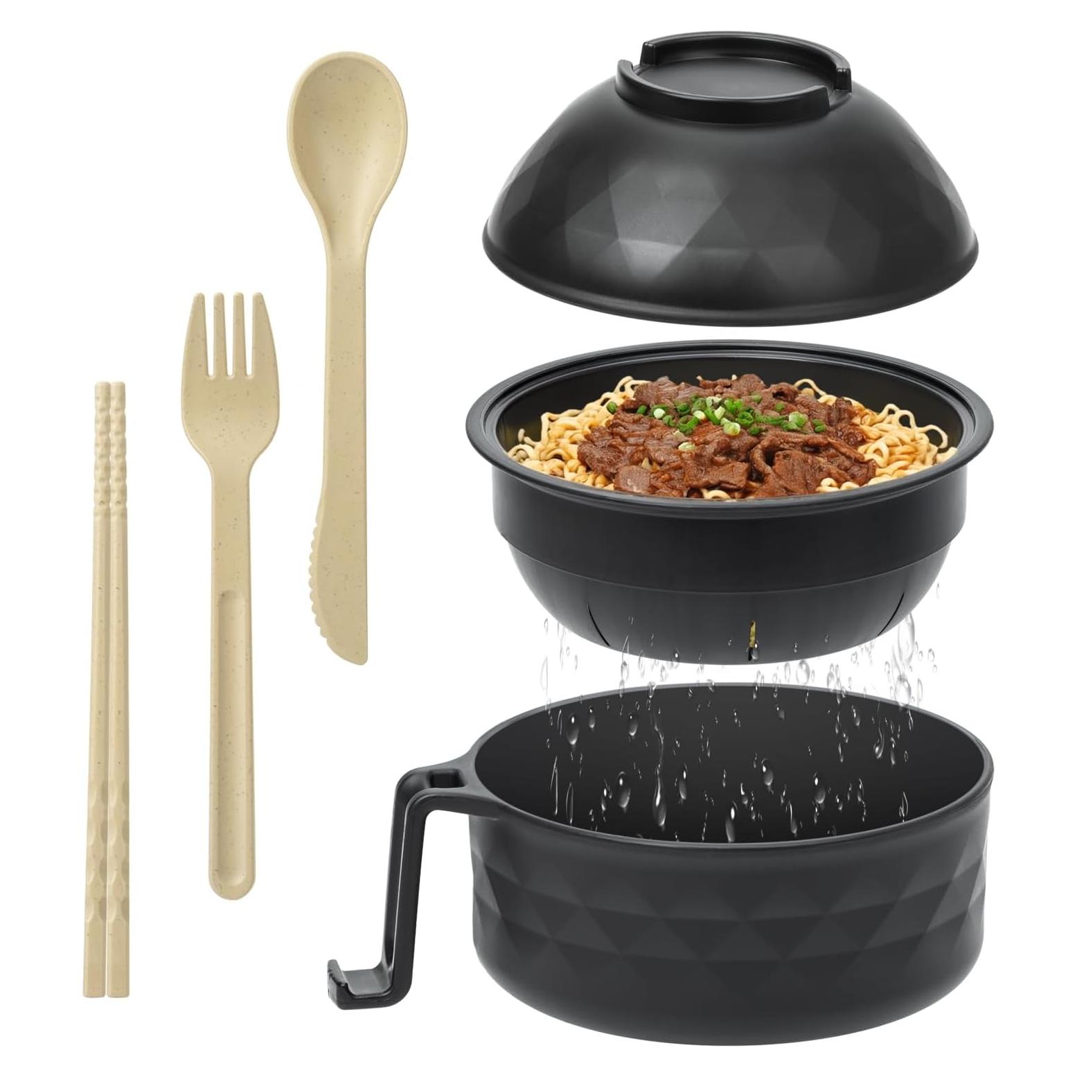 Tazón de Ramen MUUBOOX Negro 0.91L Microondas y Lavavajillas