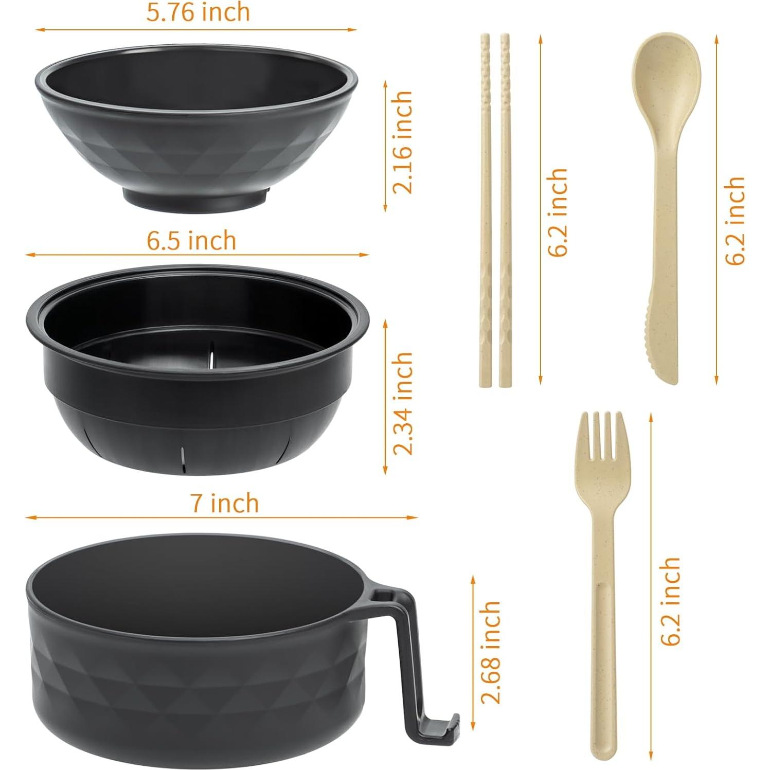 Tazón de Ramen MUUBOOX Negro 0.91L Microondas y Lavavajillas