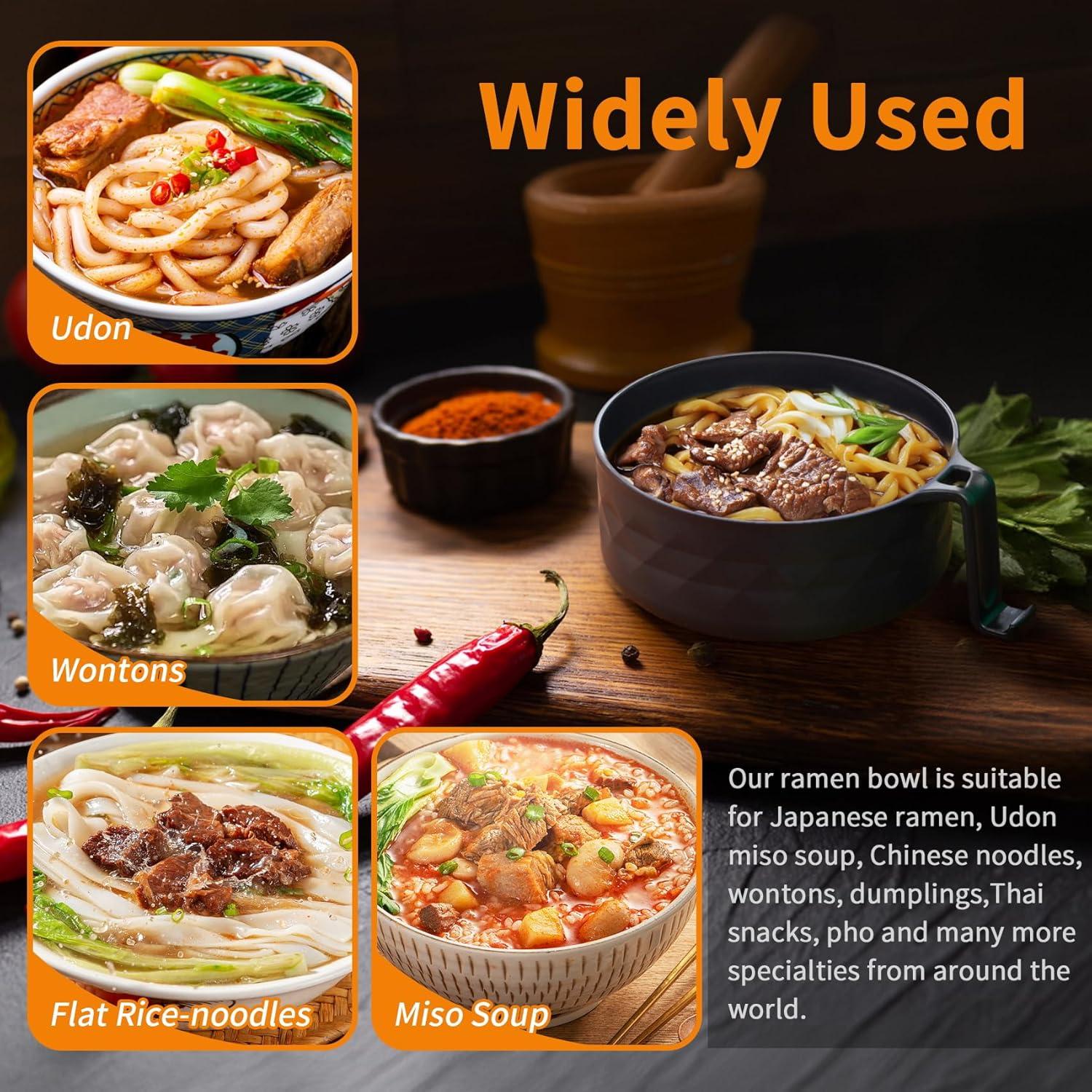 Tazón de Ramen MUUBOOX Negro 0.91L Microondas y Lavavajillas