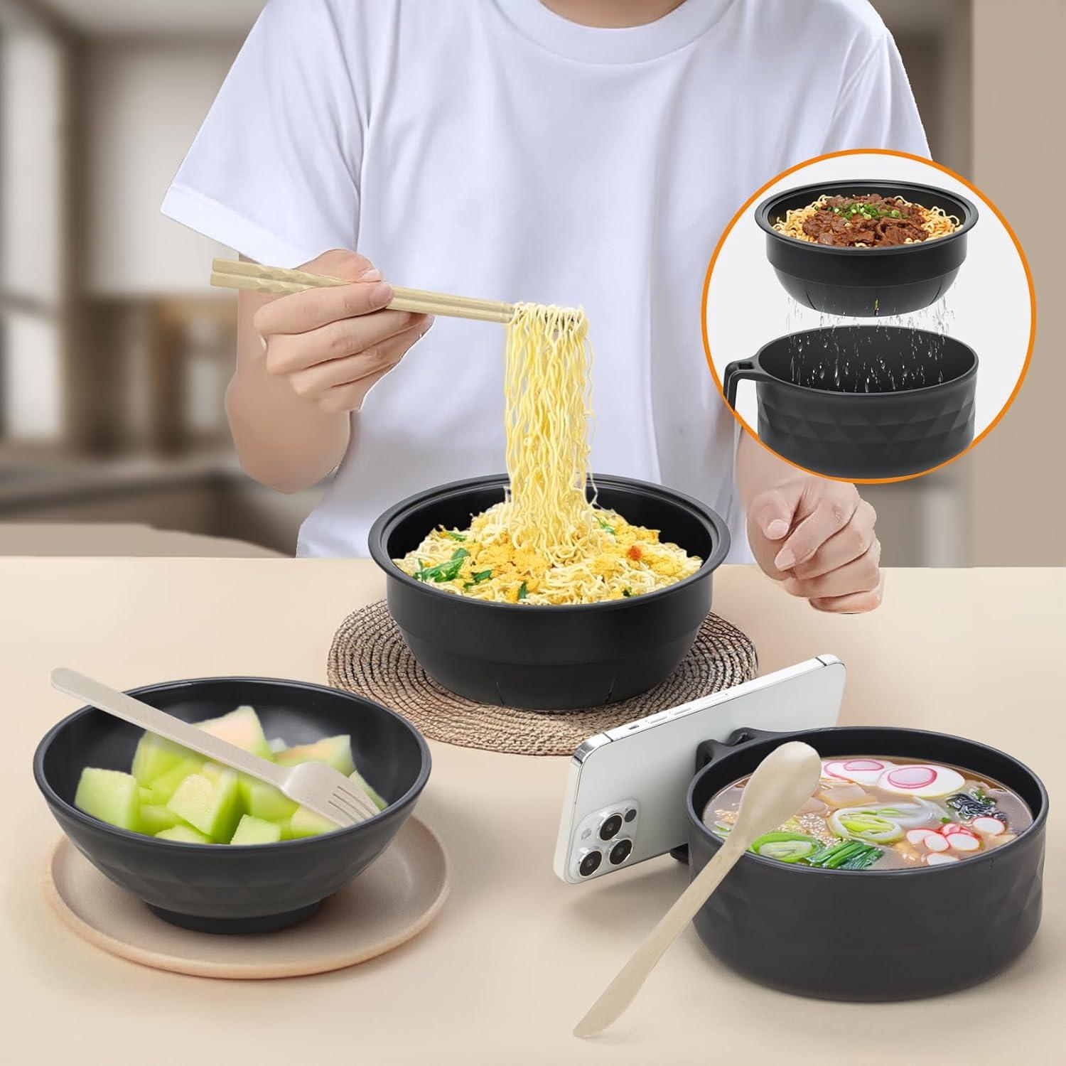 Tazón de Ramen MUUBOOX Negro 0.91L Microondas y Lavavajillas