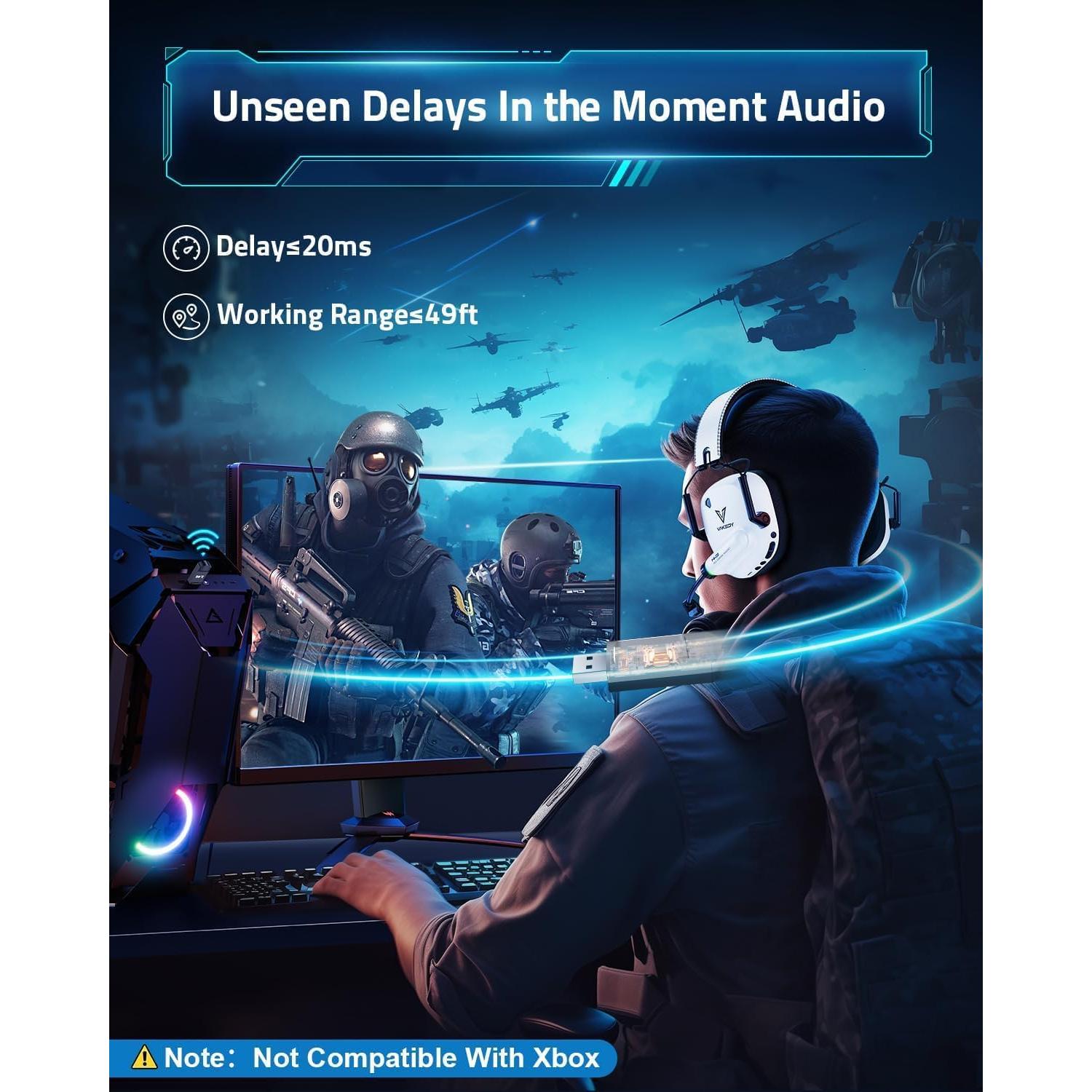 Auriculares Gaming Inalámbricos HW20 - 50mm, 50H, Bluetooth 5.4, RGB