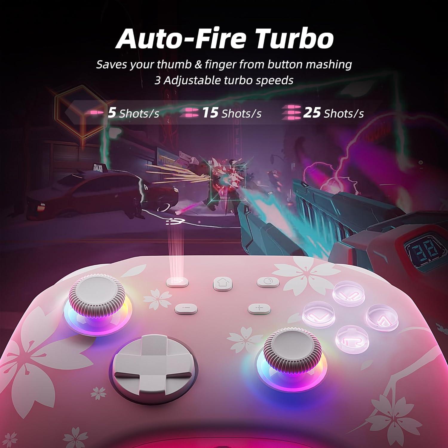 Controlador Pro Inalámbrico Mytrix Rosa para Switch y PC