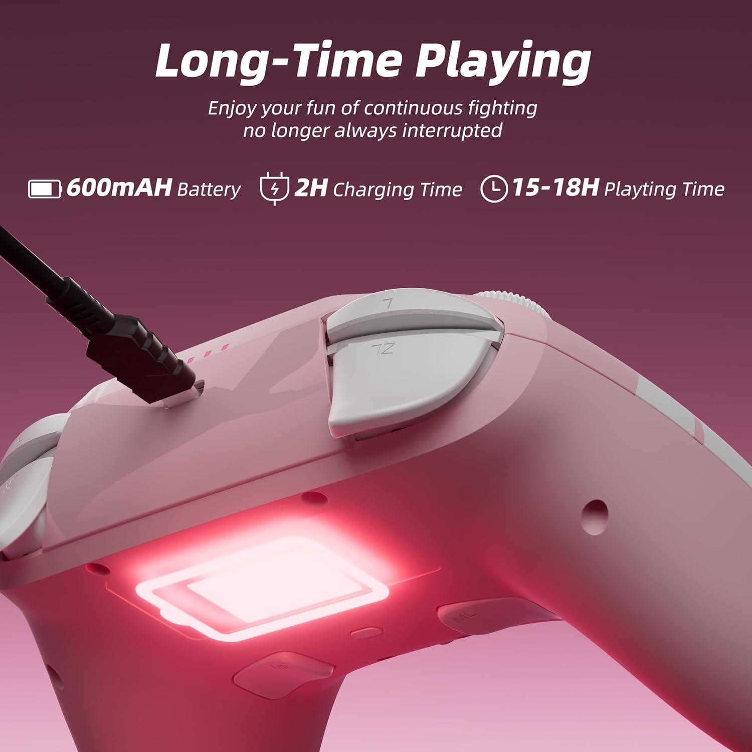 Controlador Pro Inalámbrico Mytrix Rosa para Switch y PC