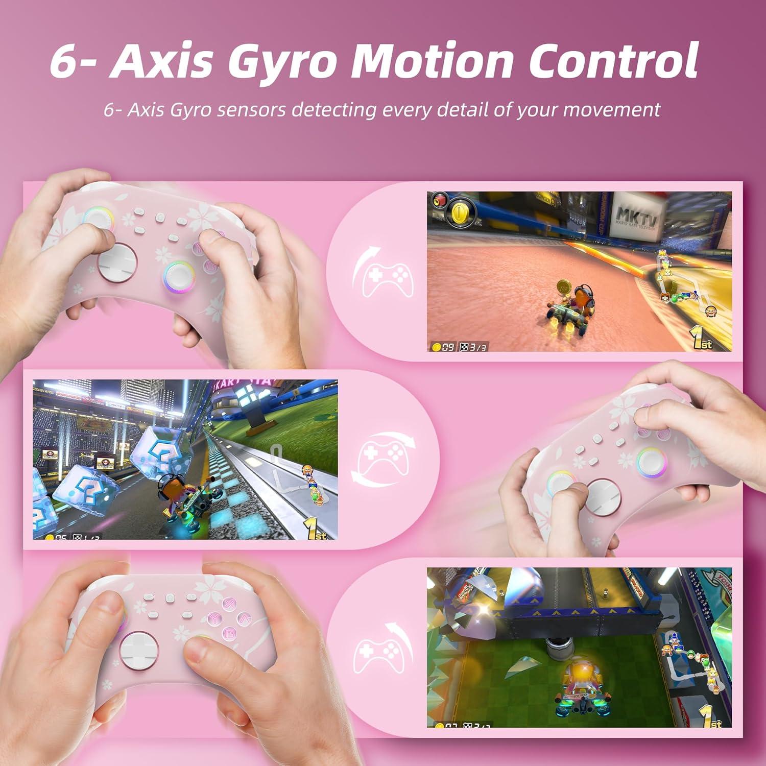 Controlador Pro Inalámbrico Mytrix Rosa para Switch y PC