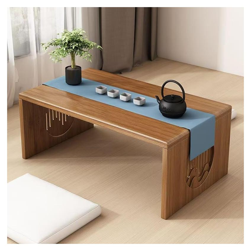 Mesa de café plegable Ekjkldo 80 cm de bambú marrón