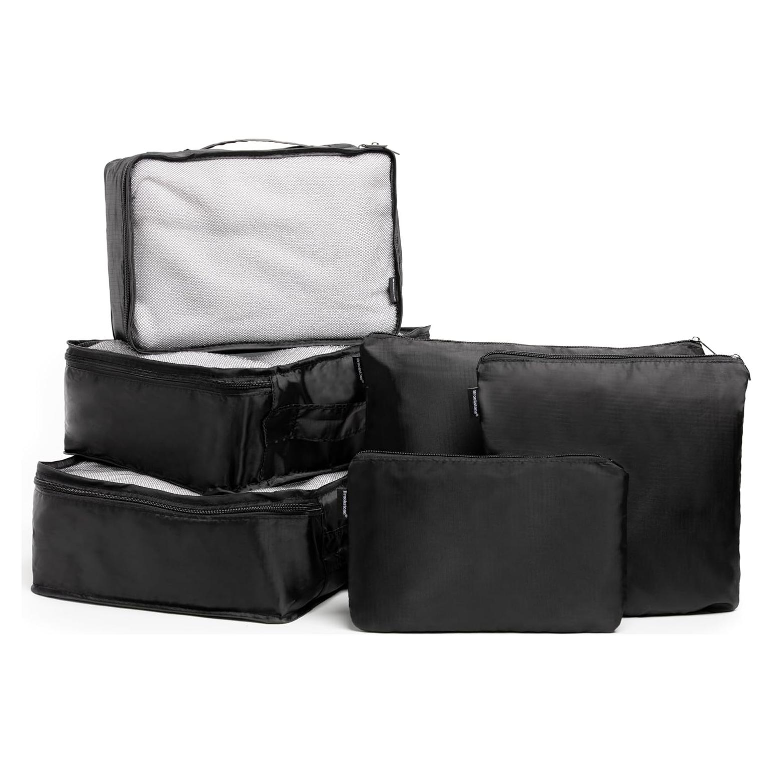 Set de 6 Cubos de Empaque Brookstone - Organizador de Viaje Negro