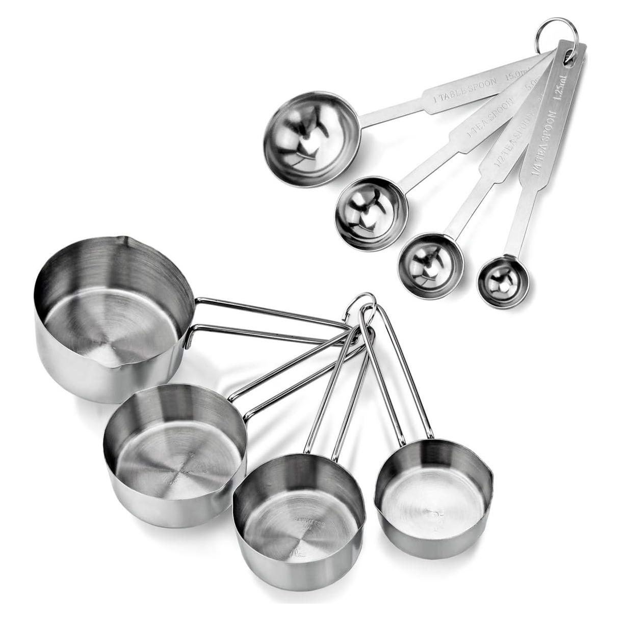 Conjunto de Tazas y Cucharas Medidoras Acero Inoxidable 8 Piezas New Star