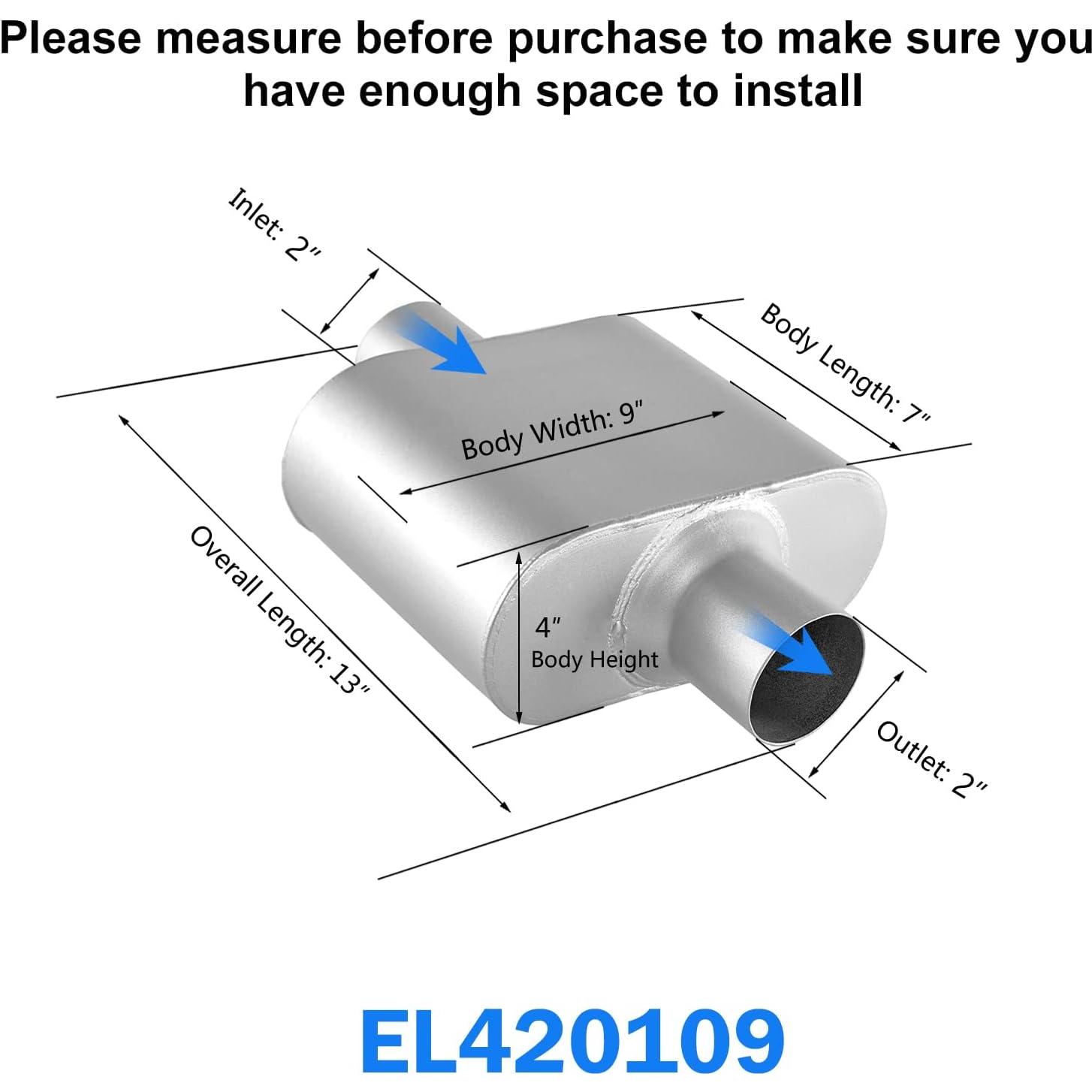 Silenciador de escape ELSHINE ovalado 33 cm anticorrosivo