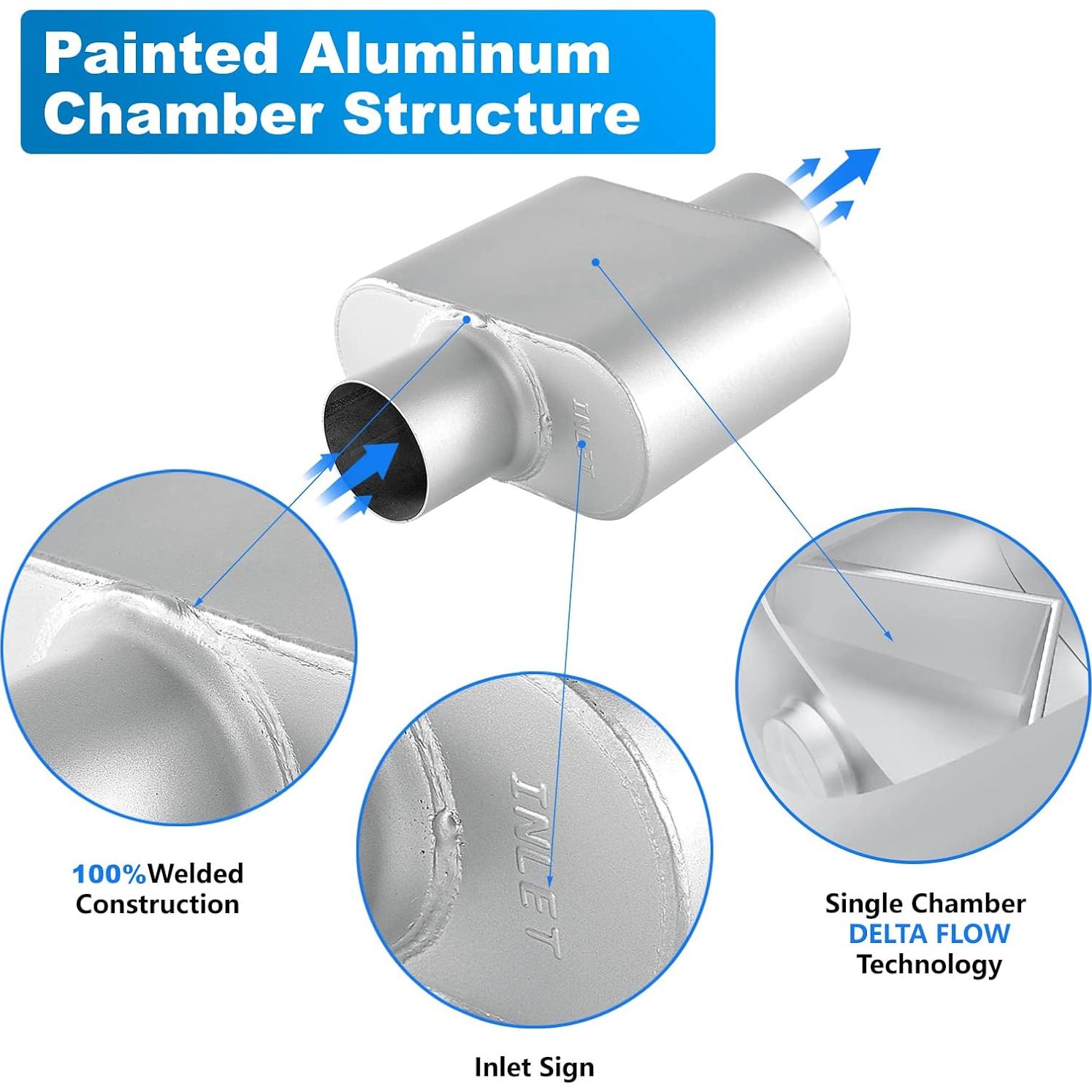 Silenciador de escape ELSHINE ovalado 33 cm anticorrosivo