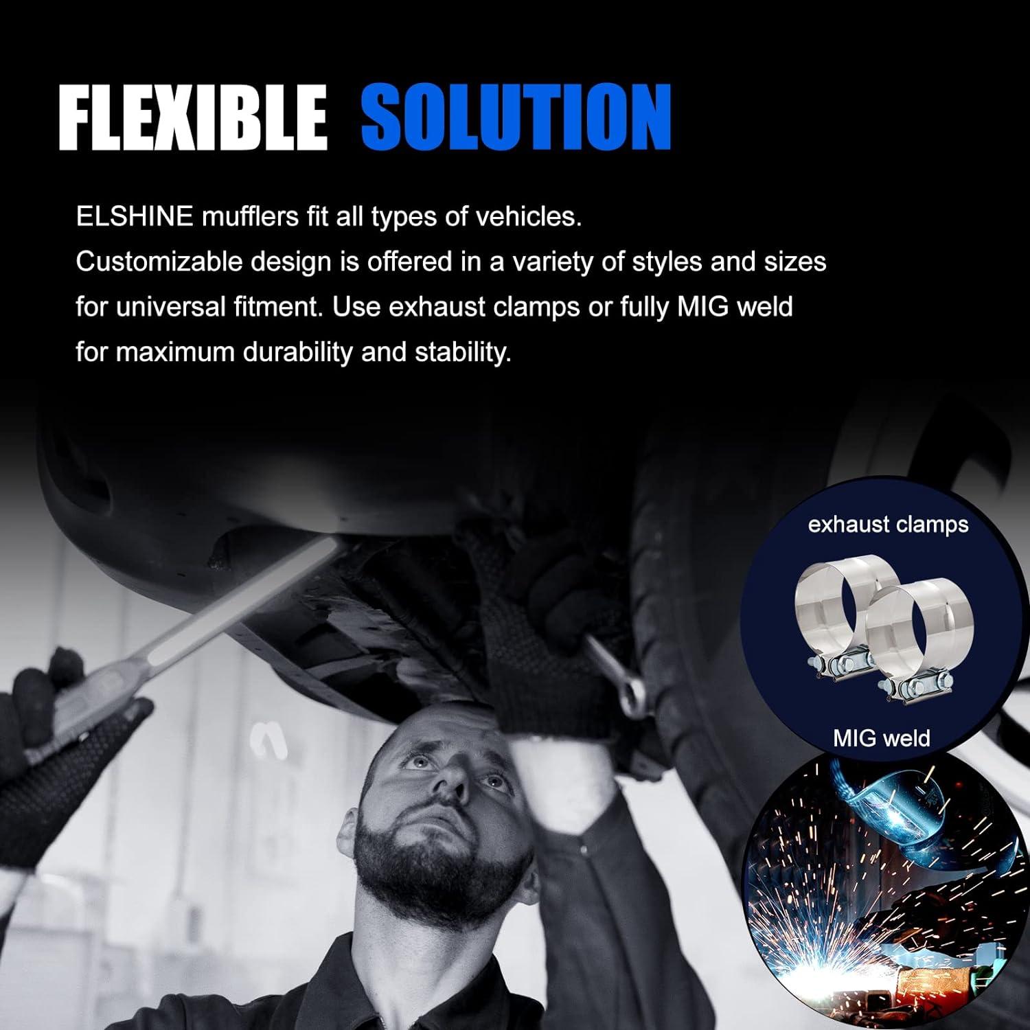 Silenciador de escape ELSHINE ovalado 33 cm anticorrosivo