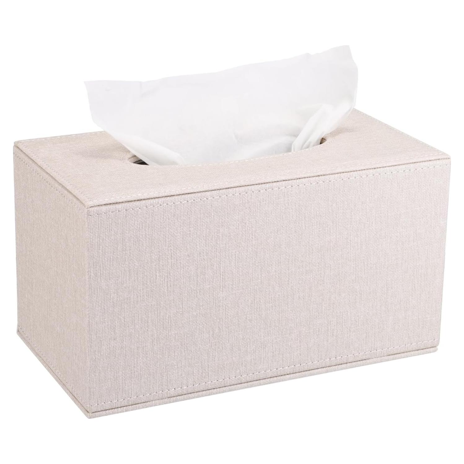 Cubierta de Caja de Tejidos Sumnacon Grande Beige Rectangular