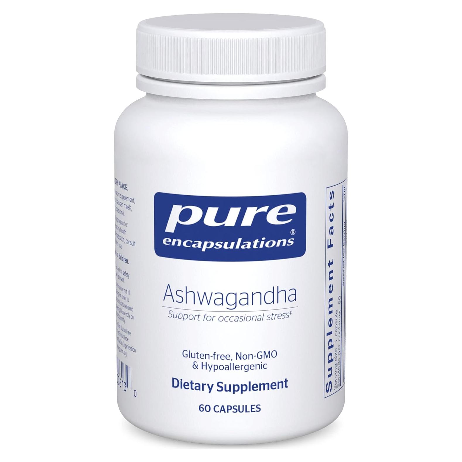 Suplemento de Ashwagandha 500 mg Pure Encapsulations - 60 Cápsulas Veganas