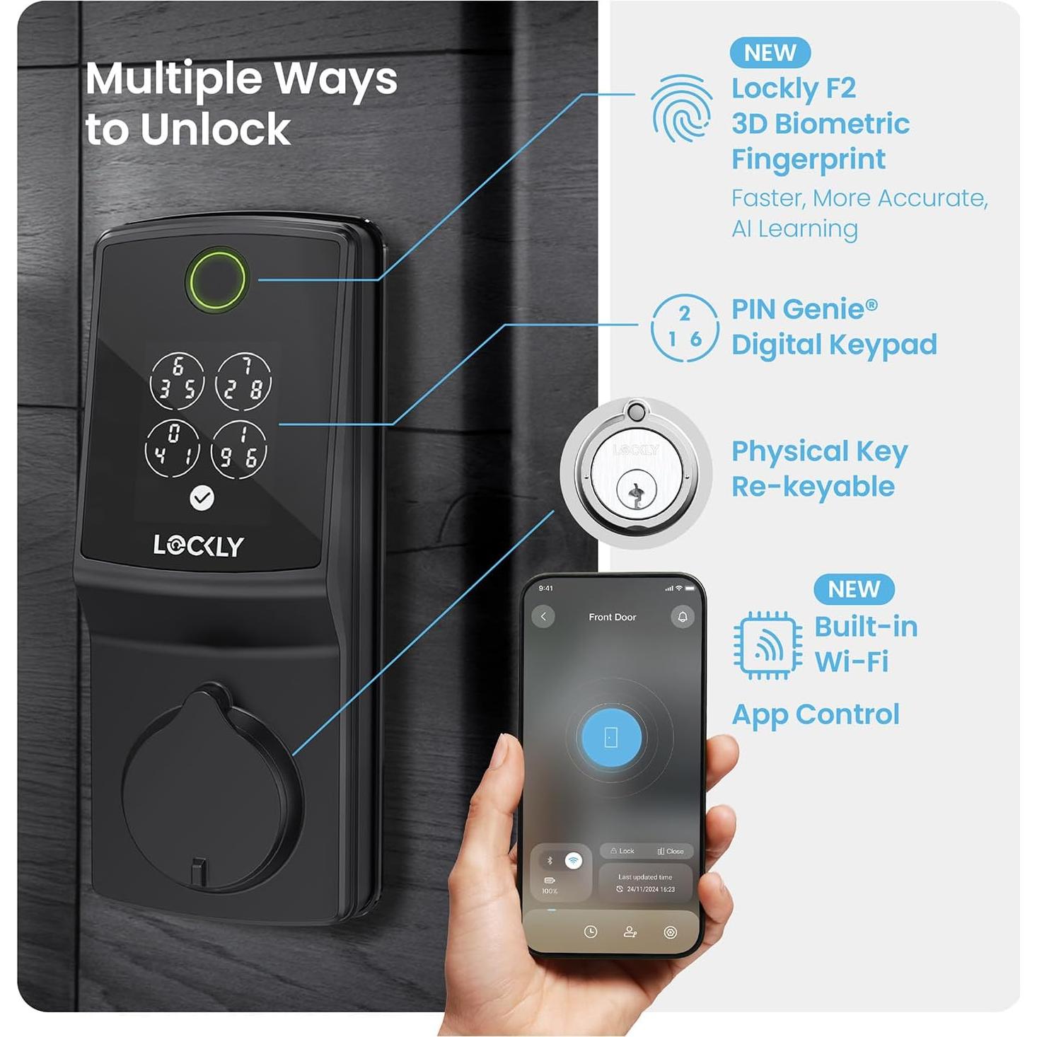 Cerradura Inteligente Lockly Secure Pro 2025 con Wi-Fi y Huella Dactilar