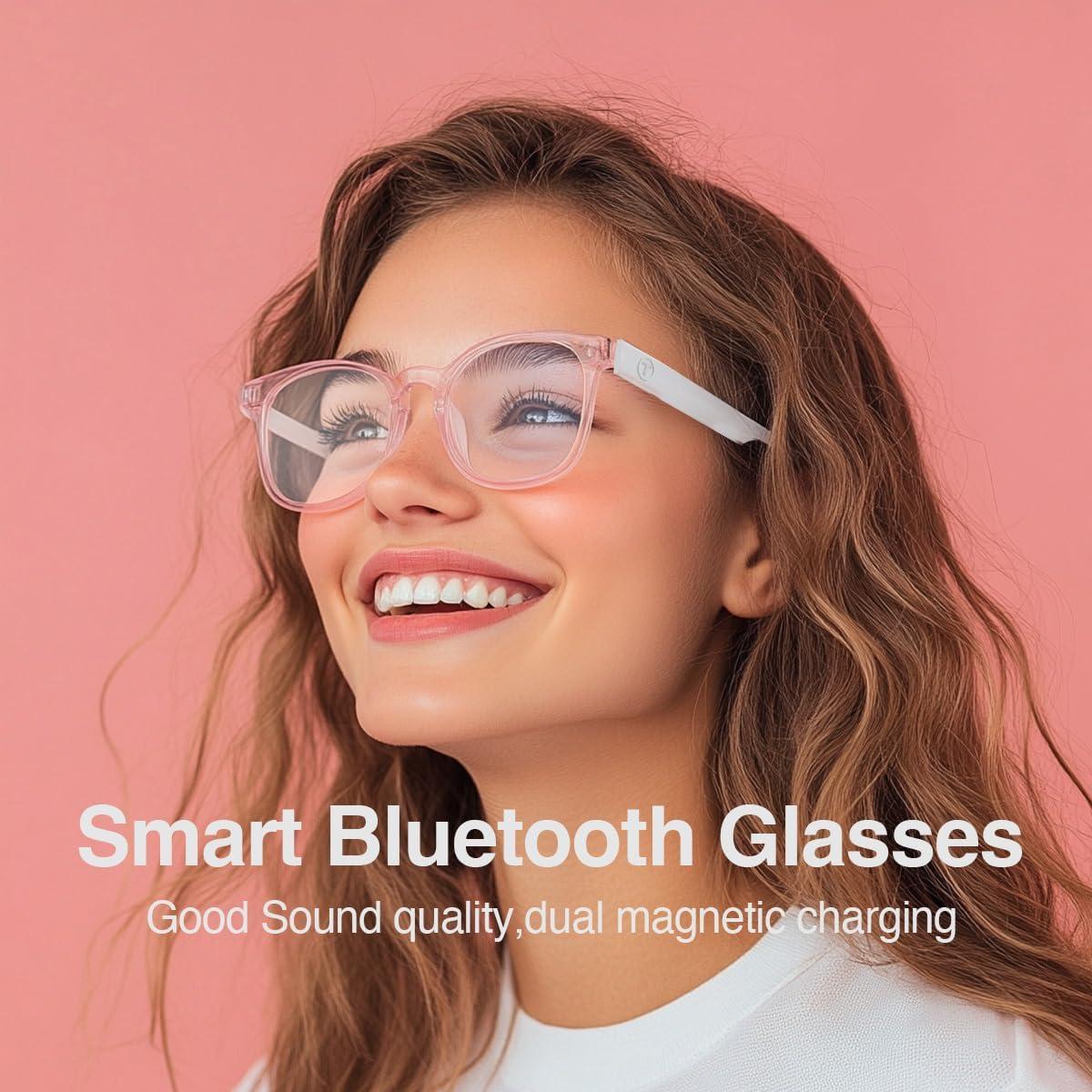 Gafas Bluetooth Enzemit Anti-Luz Azul Lentes Claras Rosa