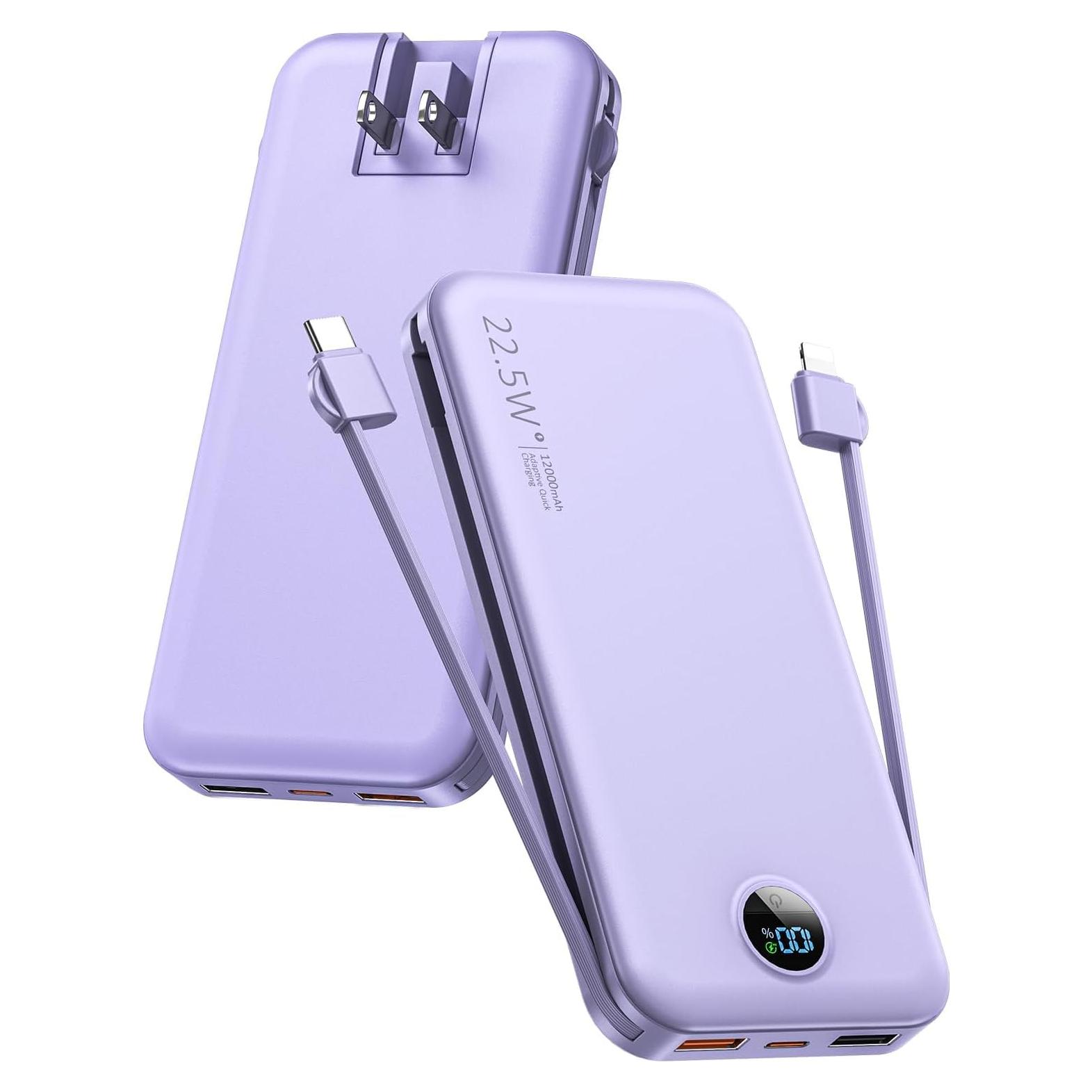 Cargador Portátil 12000mAh USB-C Rápido CITICR Púrpura
