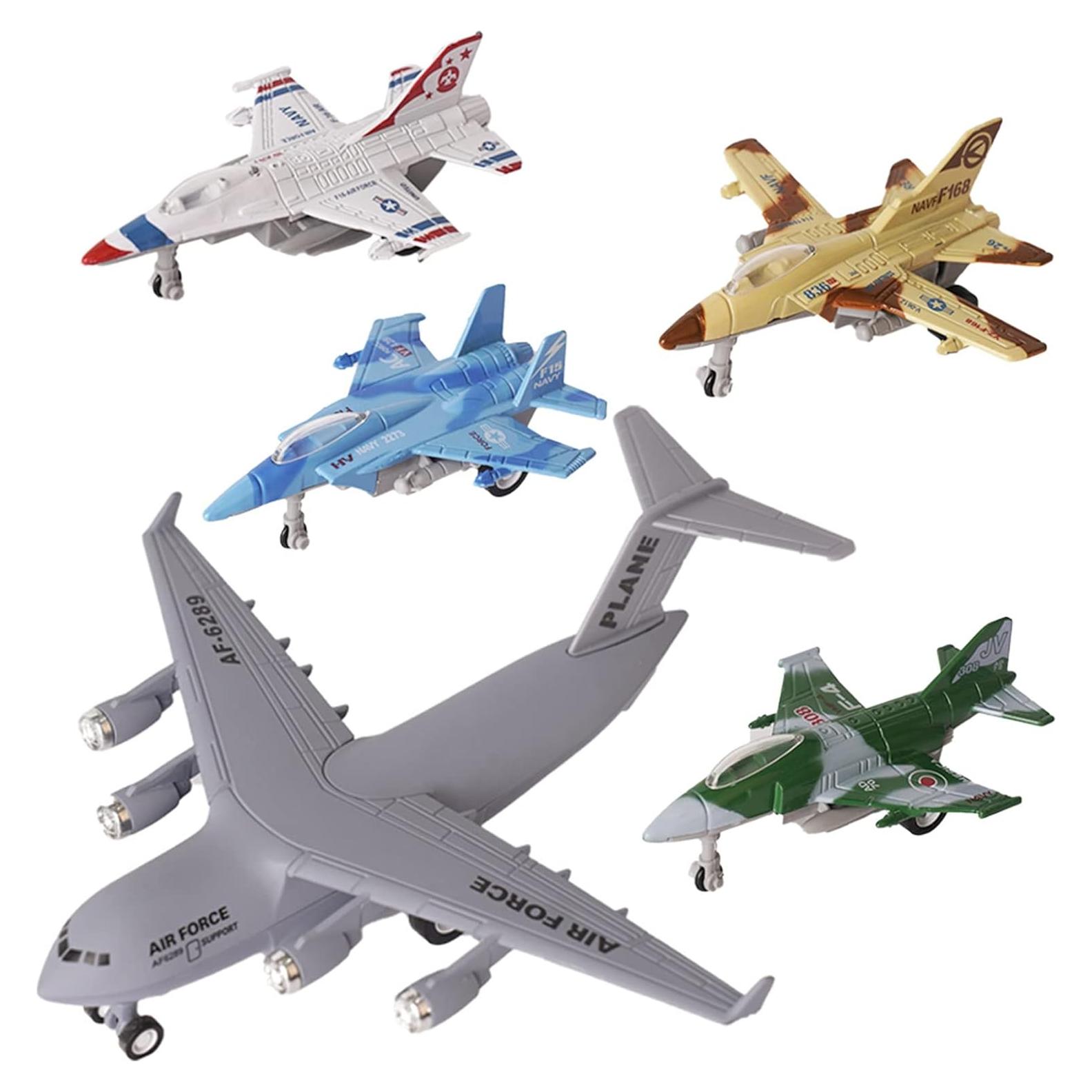 Juego de 5 Aviones de Combate Crelloci - Retroceso 15 cm