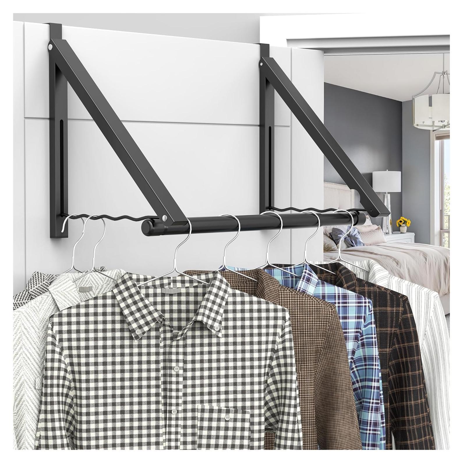 Estante de Secado Plegable Hleelomi para Puerta, 2 Estantes, Negro