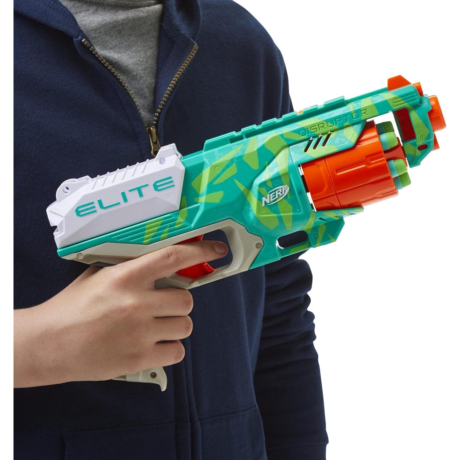 Lanzador Nerf Elite Disruptor Verde 6 Dardos Rápido 8+