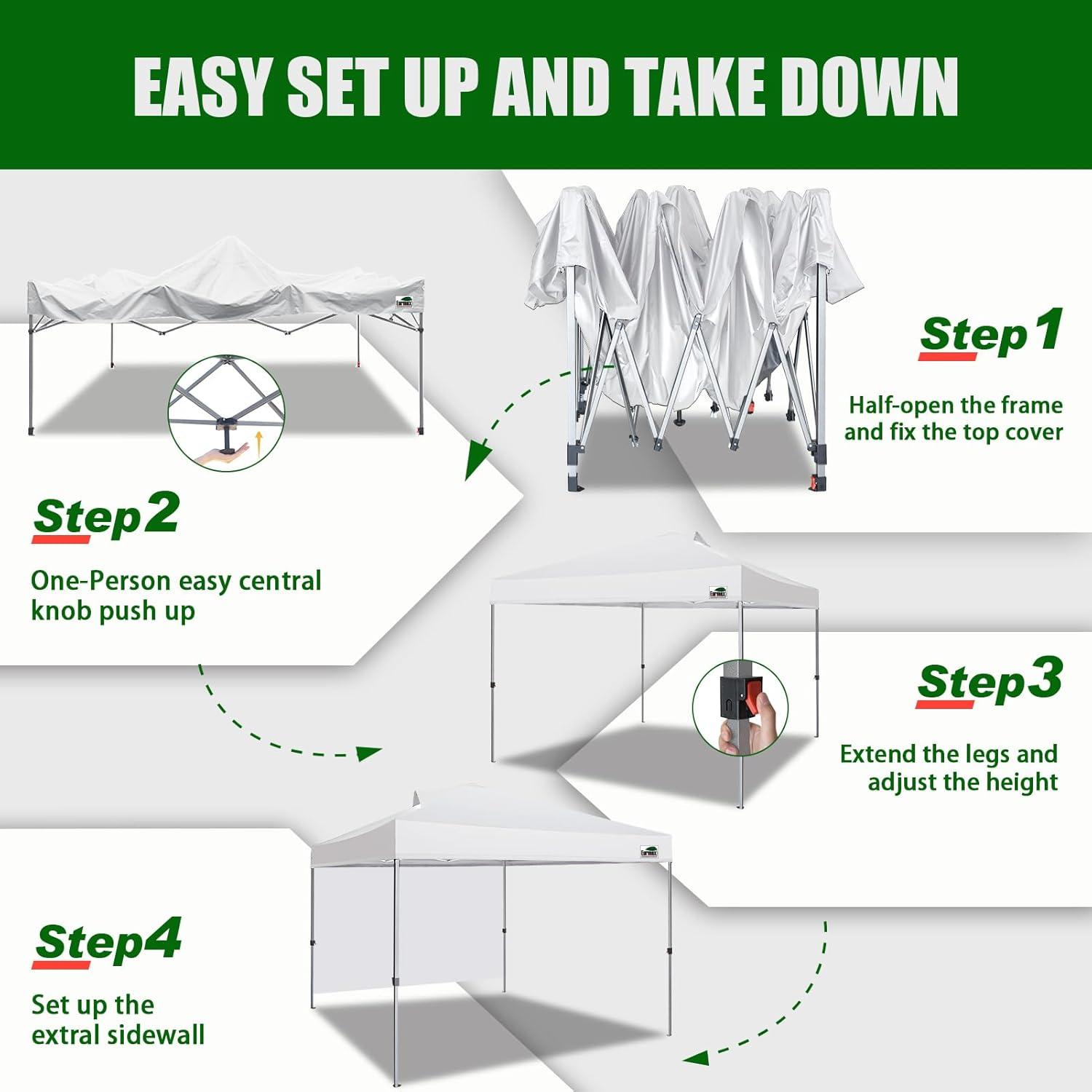 Carpa Plegable Eurmax 3.05x3.05m con Pared Lateral y Accesorios