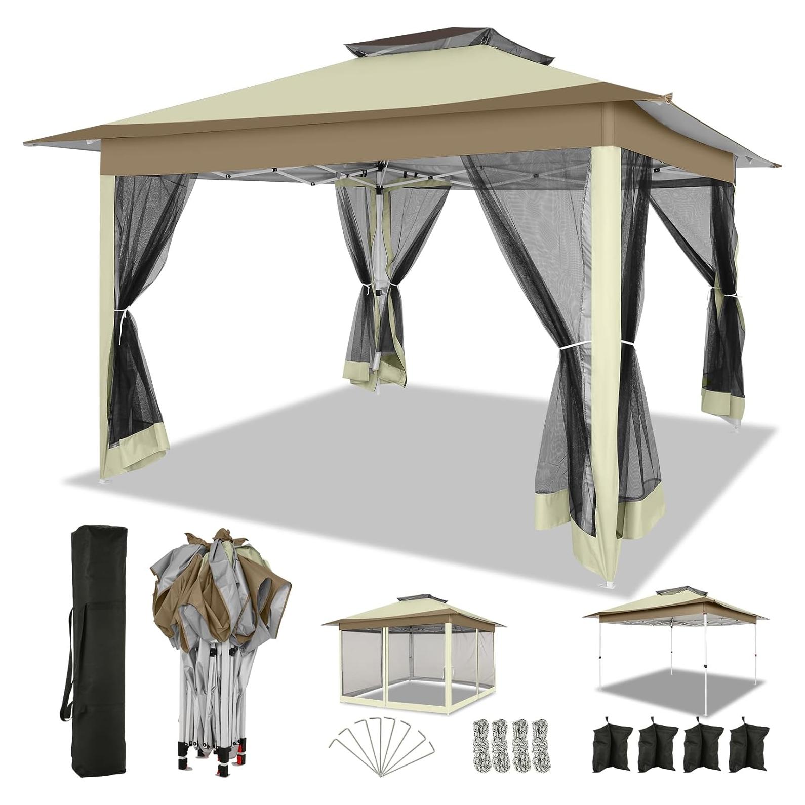 Gazebo Plegable COBIZI 12x12m con Mosquitera y Bolsa de Transporte