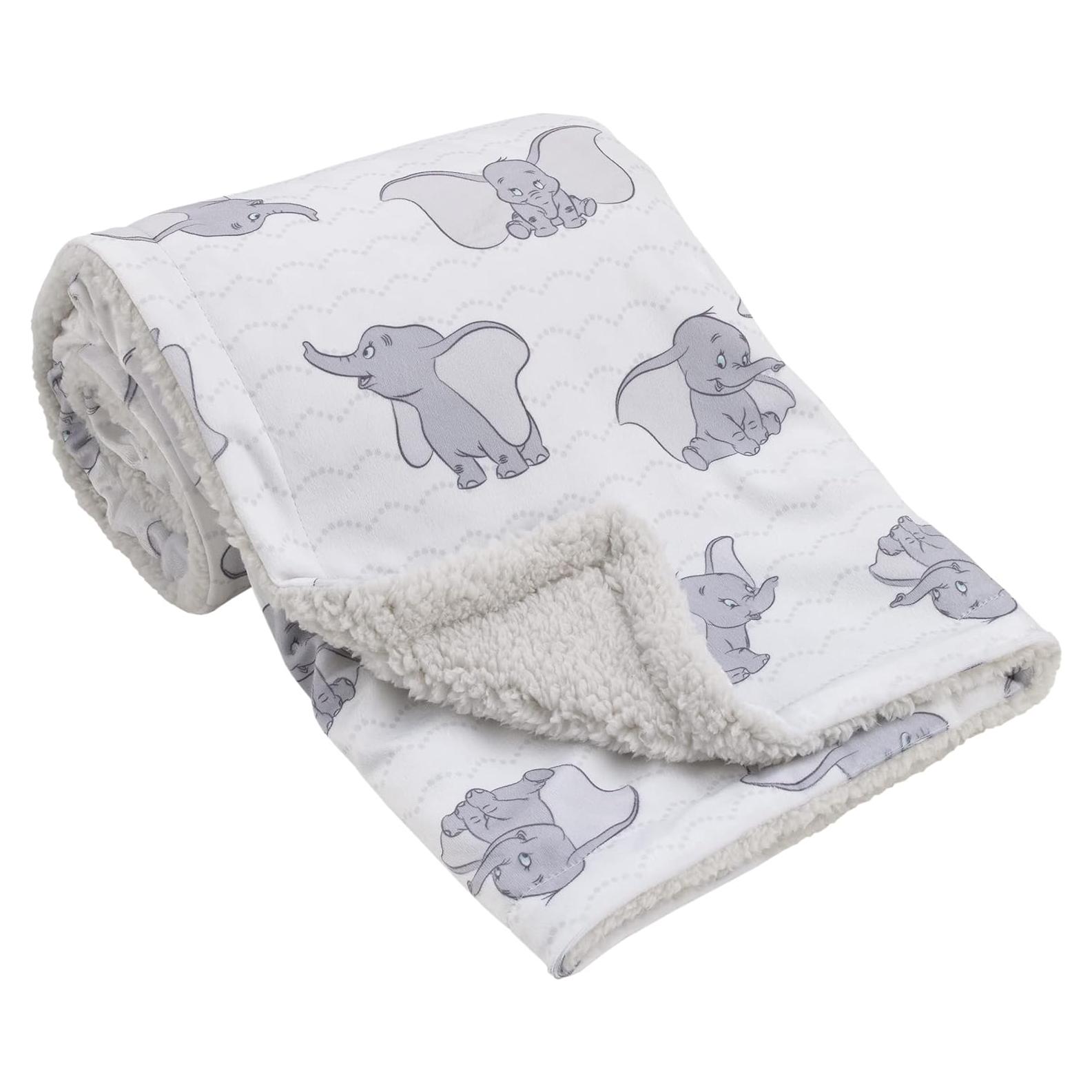 Manta para bebé Disney Dumbo blanca y gris Sherpa 76x102cm