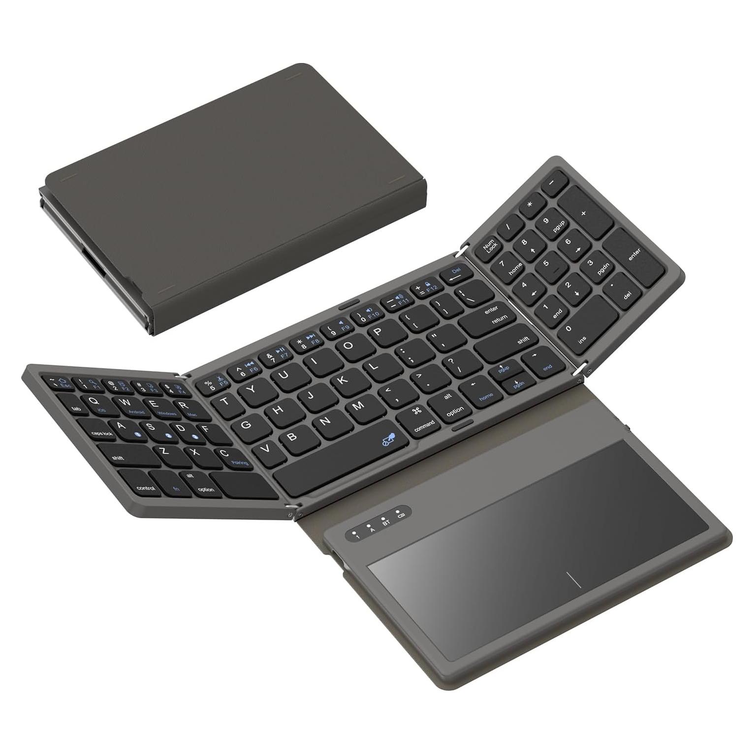 Teclado Bluetooth Plegable GEODMAER con Panel Táctil Gris