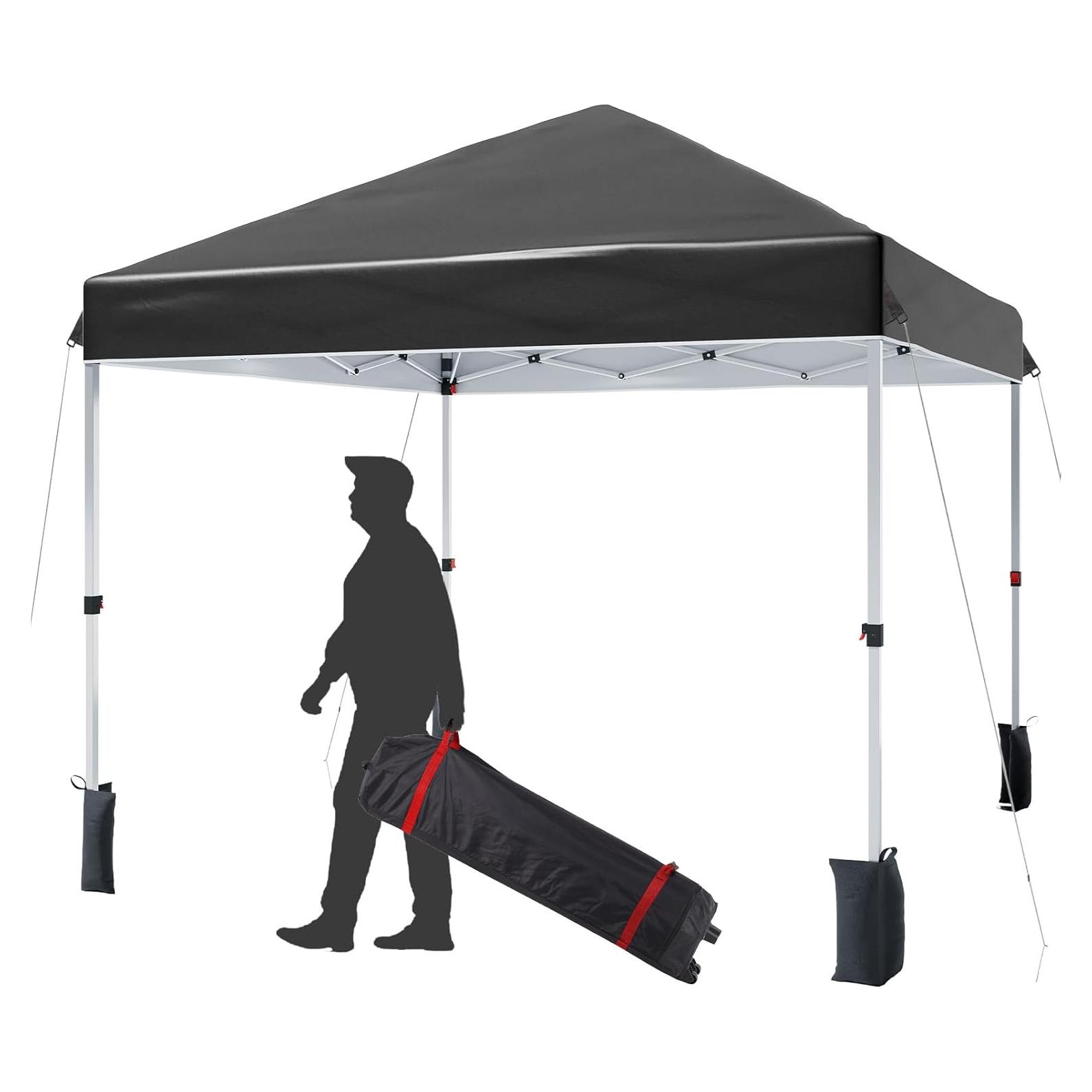 Carpa Instantánea Plegable GarveeLife 3x3m Negra con Ruedas