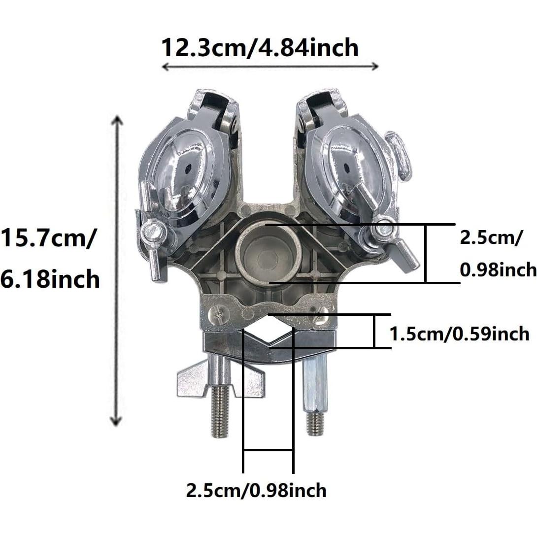 Abrazadera Soporte Tom Doble Ajustable Metal 15.7x12.3cm