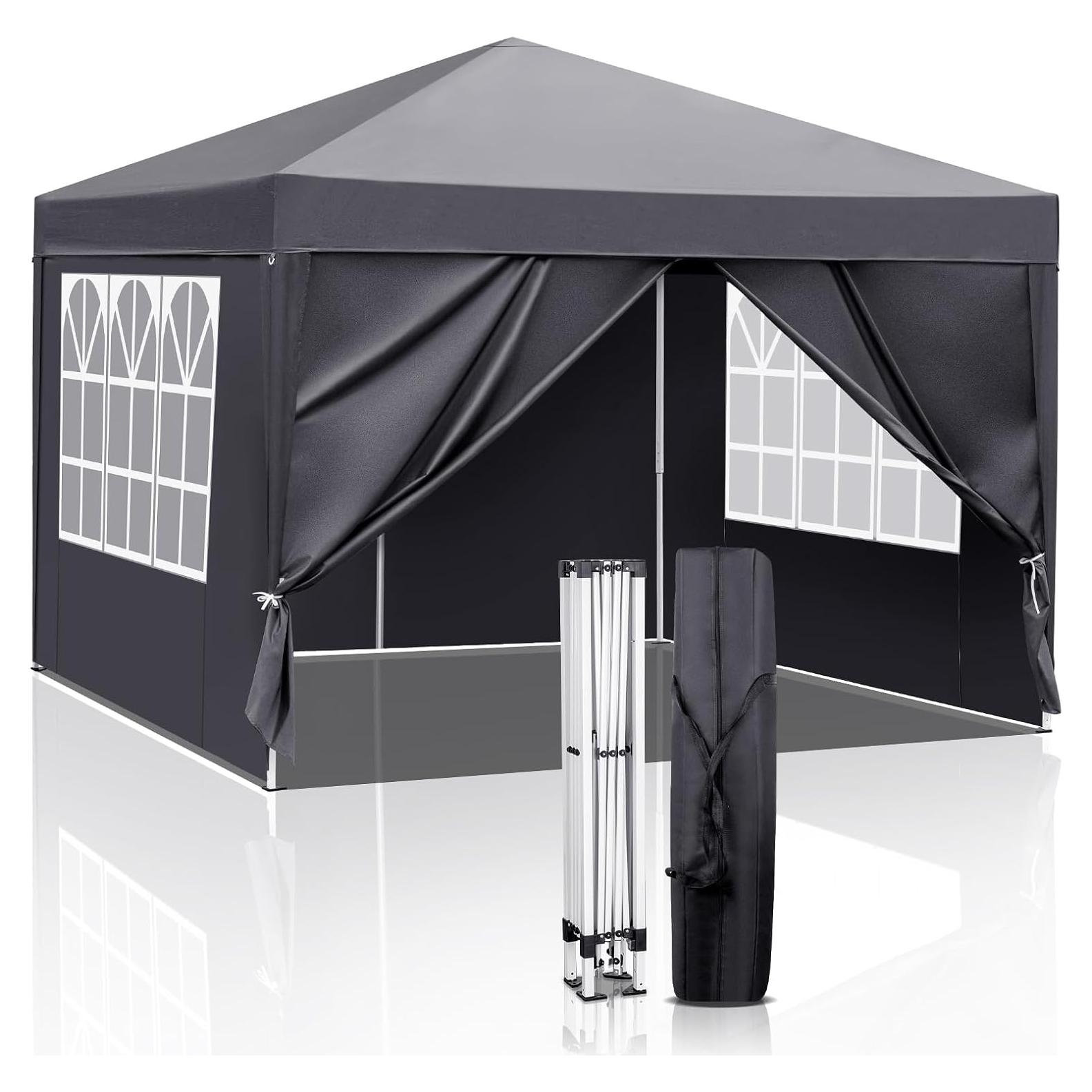 Toldo Plegable Gris Oscuro 3x3m - Gazebo Resistente UV y Agua