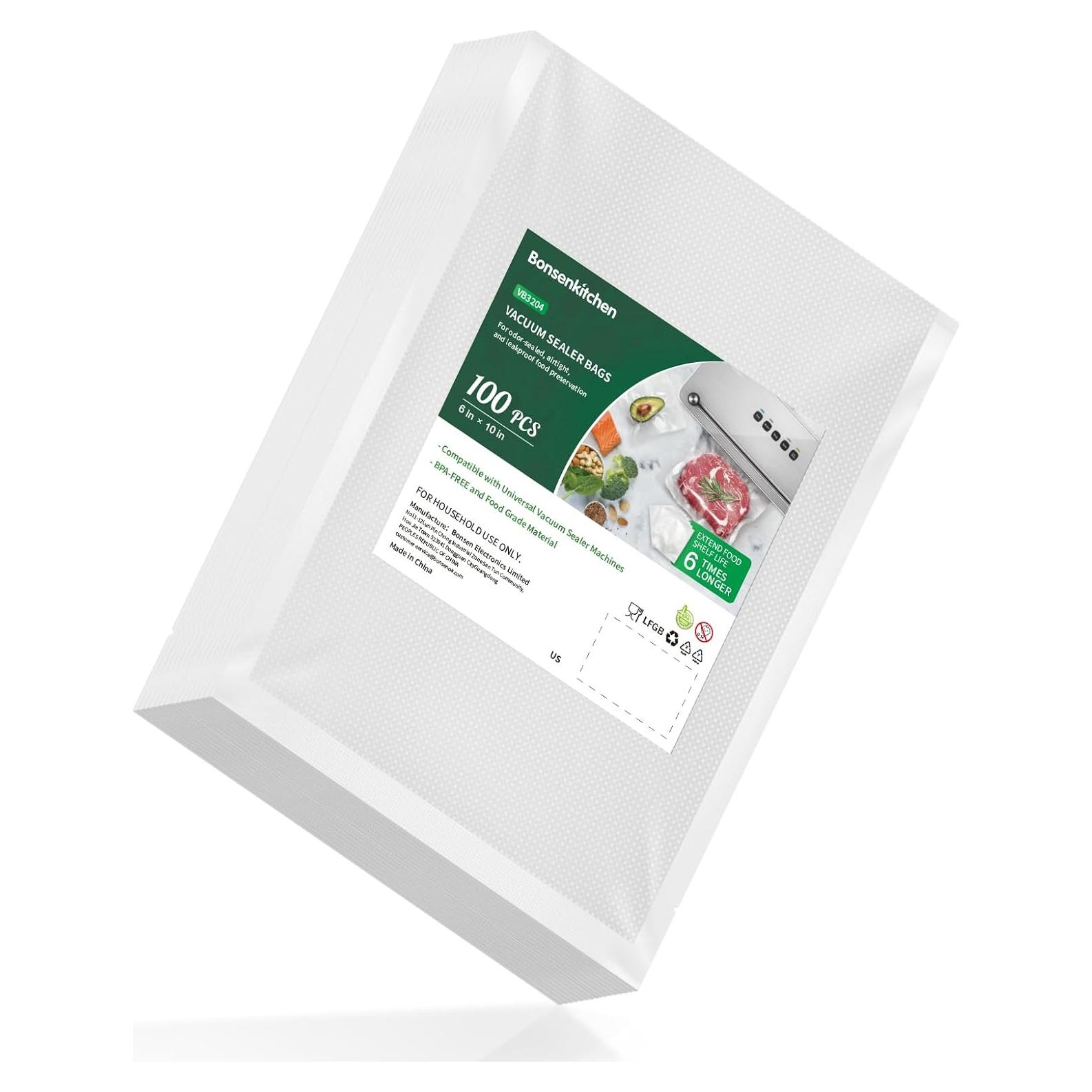 Bolsas de Sellado al Vacío Bonsenkitchen 100 Unidades 15x25 cm