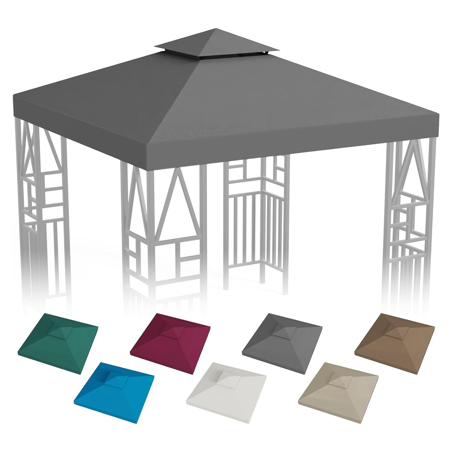 Toldo de Gazebo ERFEI 3.05x3.05m Impermeable UV Gris Oscuro