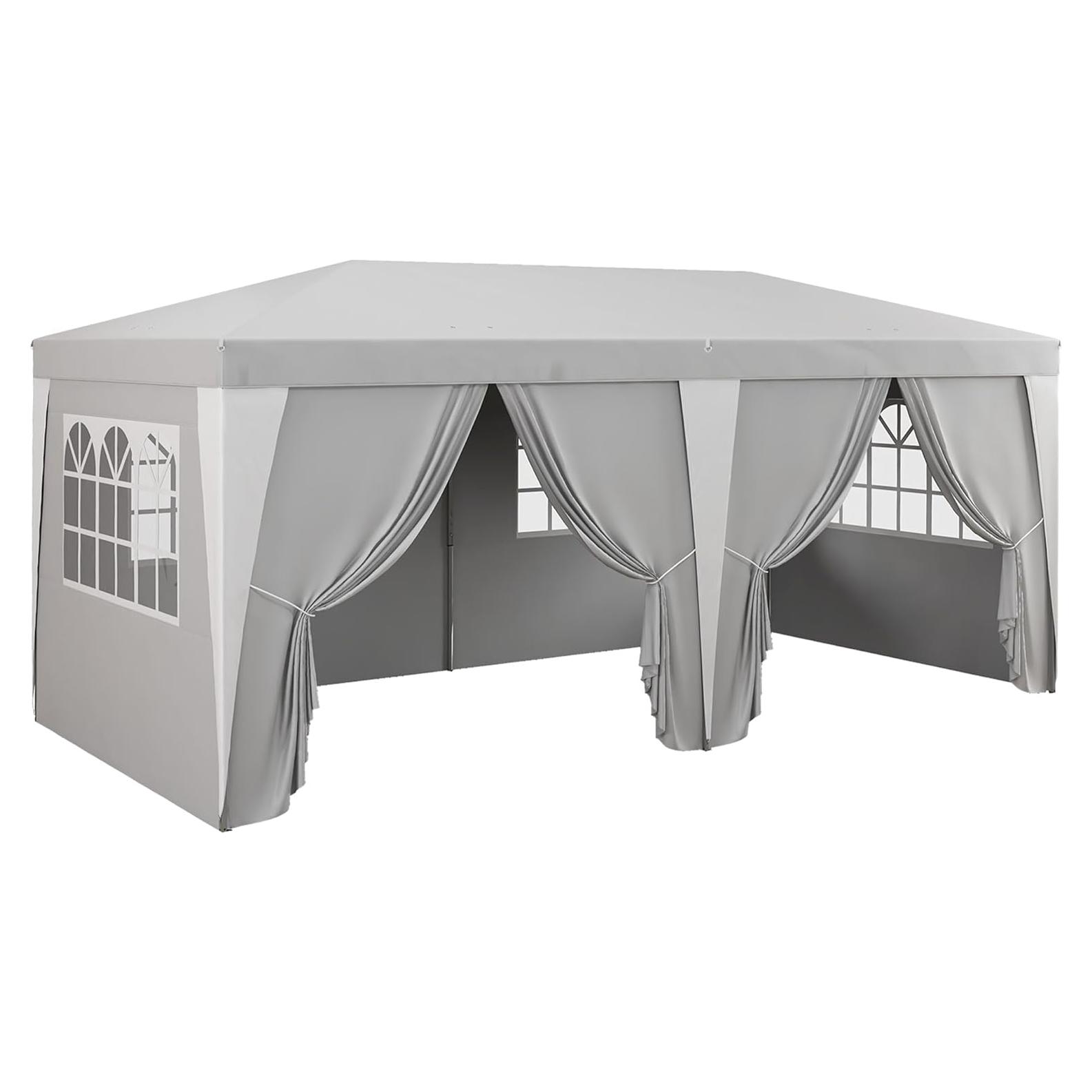 19 x 10' Pop Up Canopy Tent with 6 Removable Sidewalls, 4 Windows, Adjustable Height, Instant Shade Shelter for Events, Parties, Weddings (Gray)