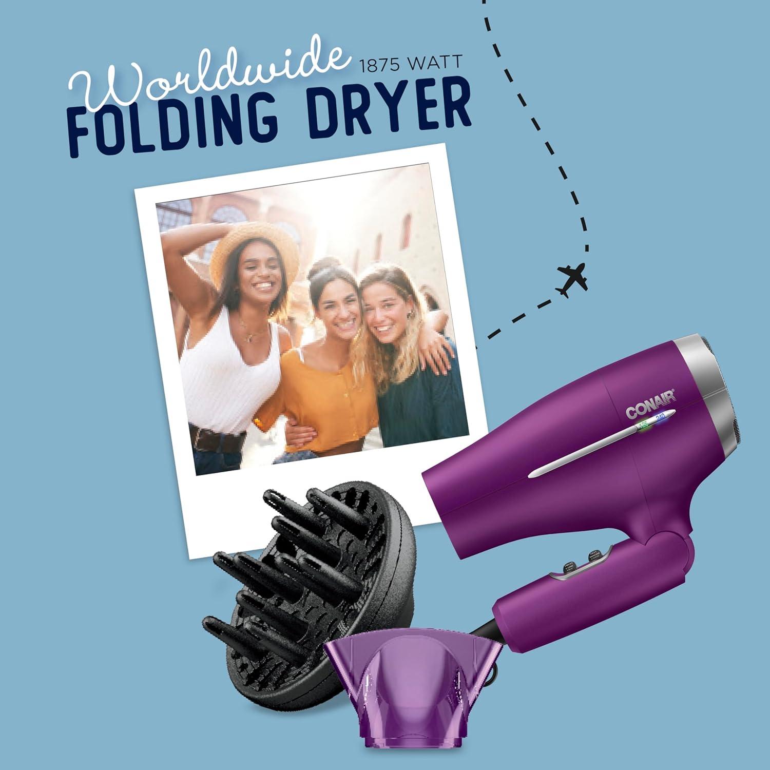 Secador de Pelo Plegable Conair 420UX, Viaje Mundial, 0.45kg